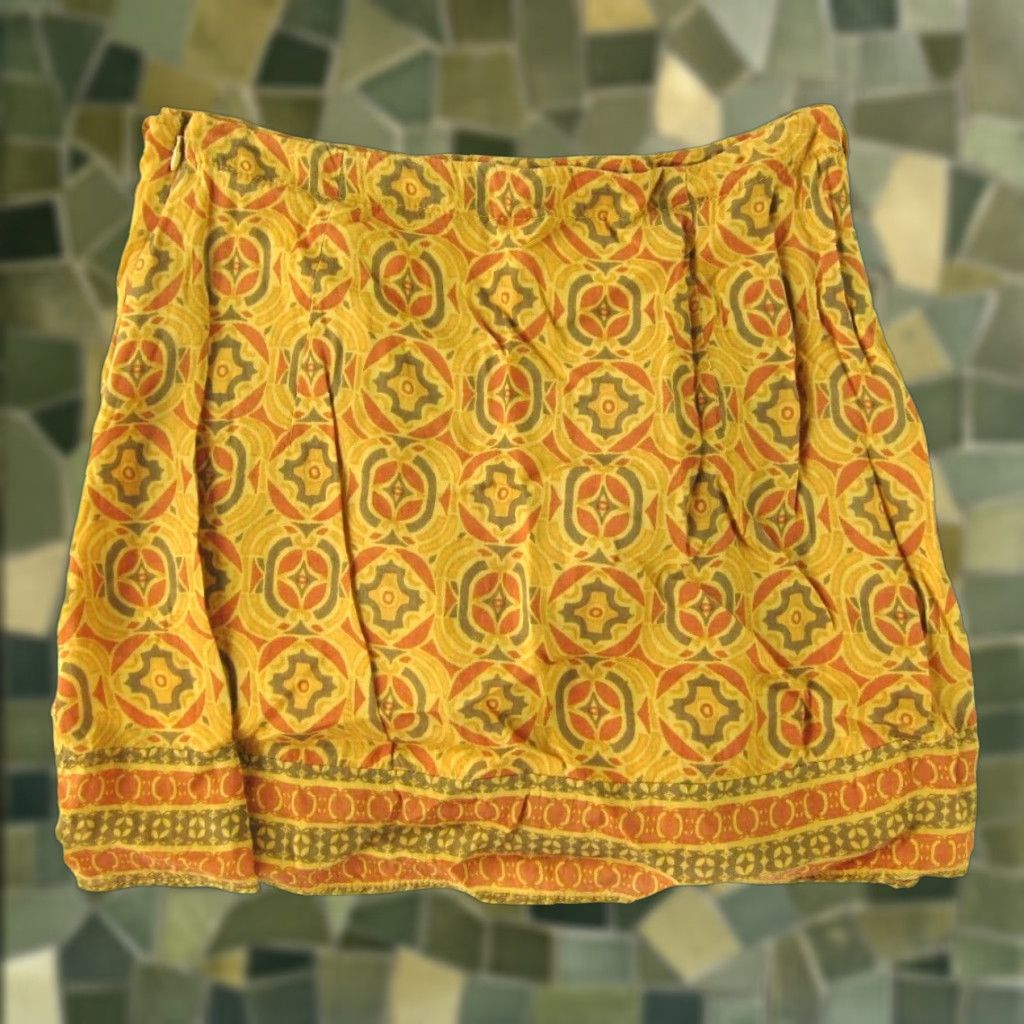 Free People Free People Skirt Wrap 4 Womens Shorts Mini Paisley 100% Rayon Yellow Brown Orange 26" Waist 35" Hip Bohemian Summer Size 27" / US 4 / IT 40 - 1 Thumbnail