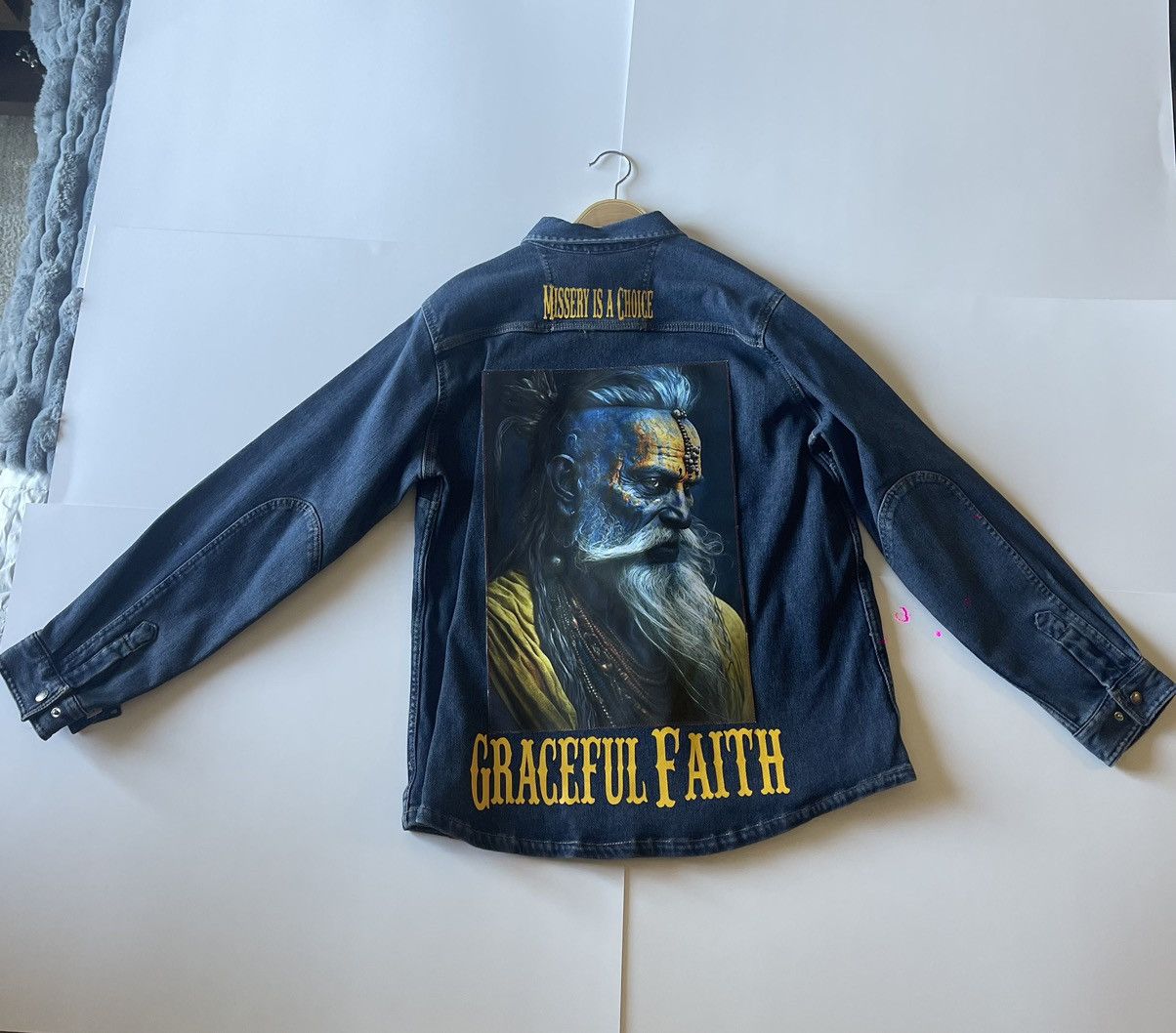 Dickies Graceful Faith Denim Jacket - Unique Artistic Design XL Size US XL / EU 56 / 4 - 1 Thumbnail