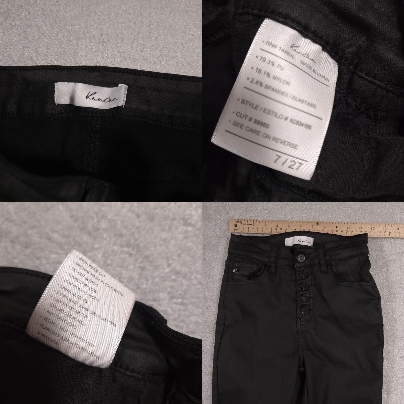 Vintage KanCan Jeans Womens 7 27 Crop Skinny Button Fly Stretch Pants Jeggings Black Size 27" / US 4 / IT 40 - 8 Thumbnail