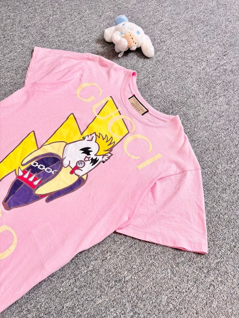 Gucci Gucci Pink banana cat letter logo short-sleeved T-shirt Size XXS / US 00 / IT 34 - 3 Thumbnail