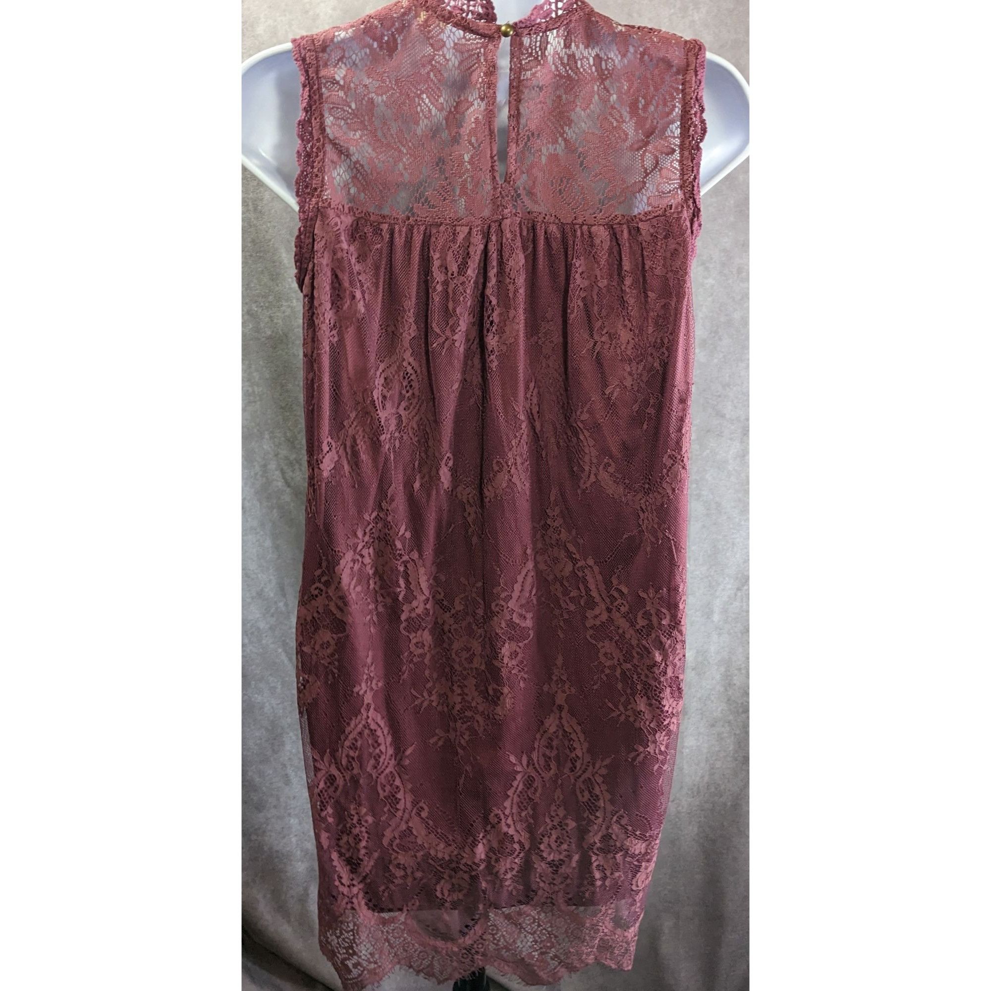 Other Mason & Belle Womens Berry Purple Lace Mini Dress Mock Neck Size S / US 4 / IT 40 - 6 Thumbnail