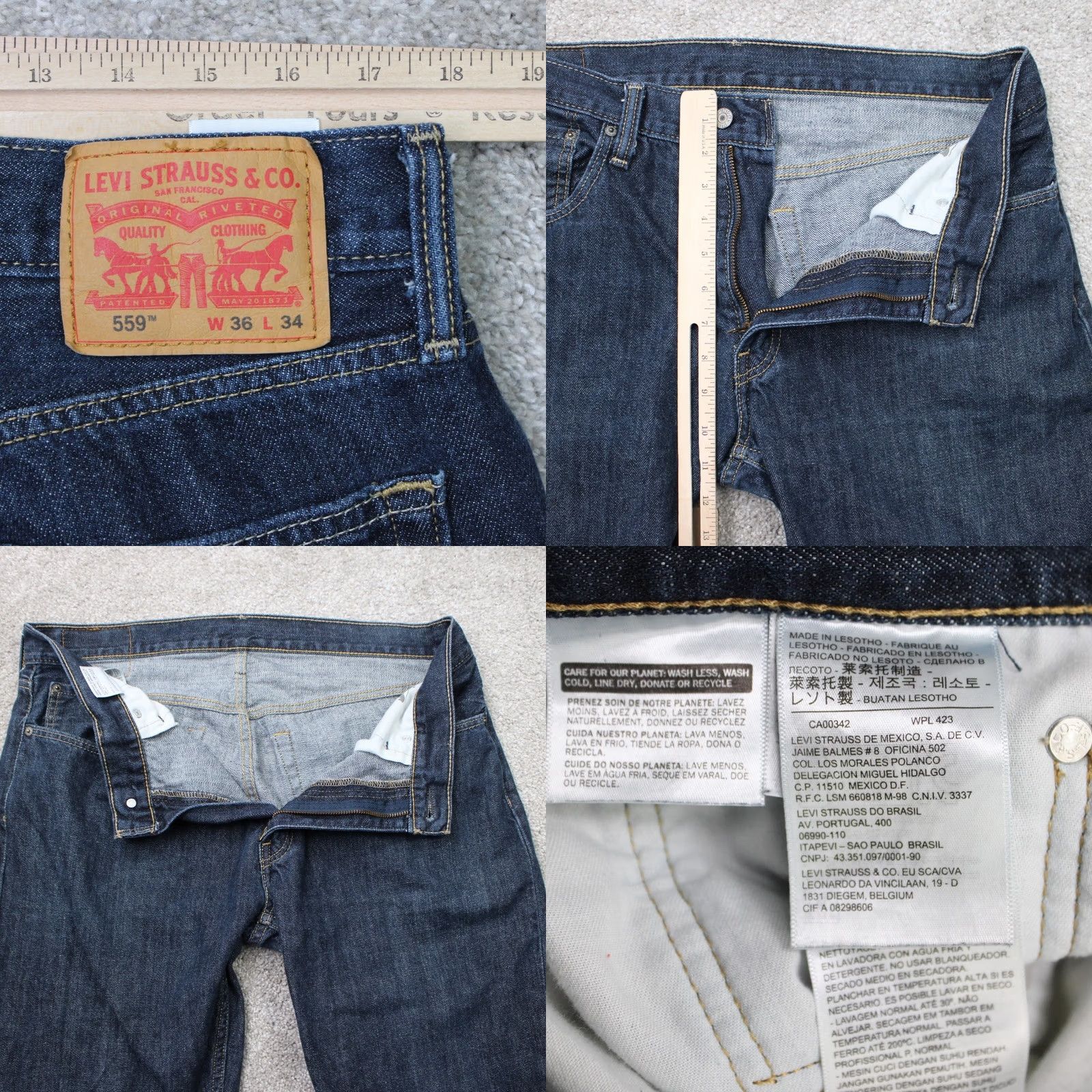 Levi's Levi's 559 Jeans Mens 36x32 Blue Relaxed Straight 5-Pocket Denim 100% Cotton Size US 36 / EU 52 - 8 Thumbnail