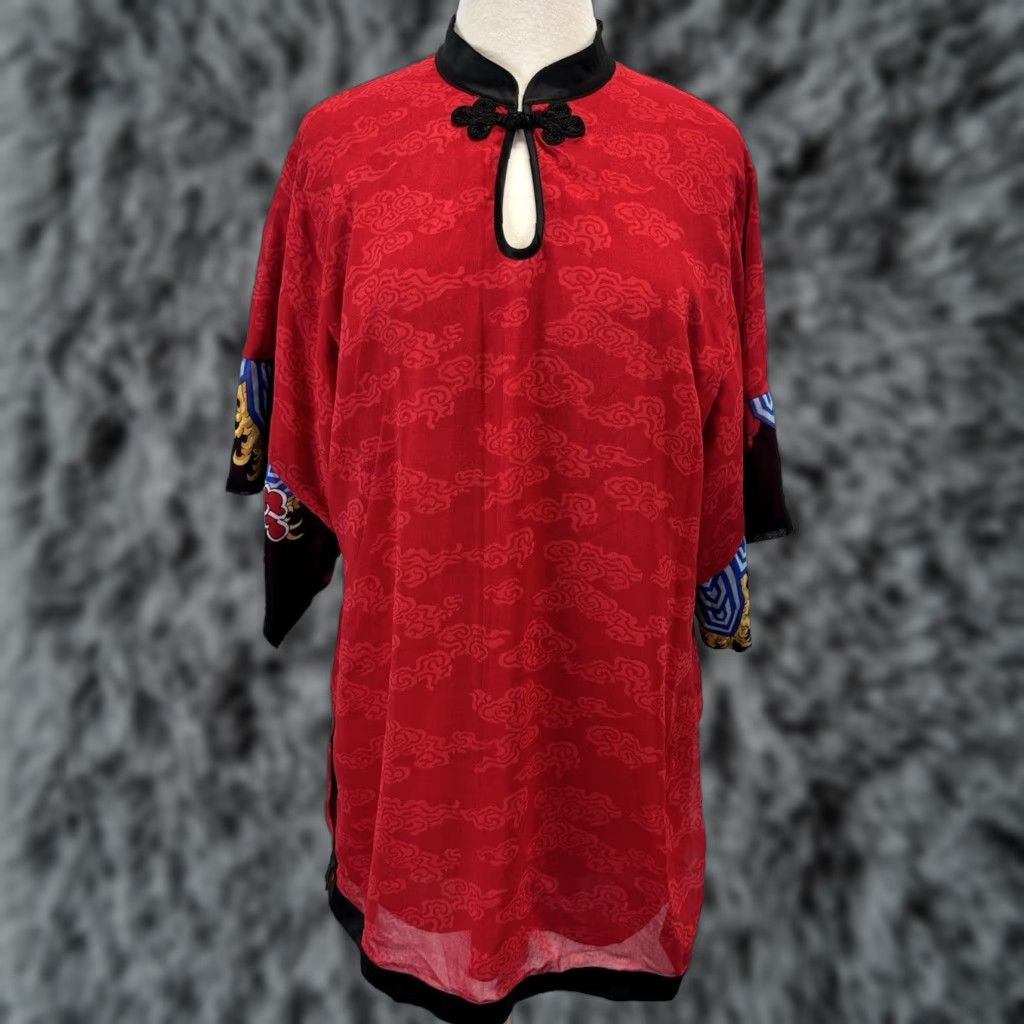 X-LARGE Very Vollbrach Red Lined Tunic Top Sz X-Large Women’s Asian Art To Wear Shirt Size XL / US 12-14 / IT 48-50 - 1 Thumbnail
