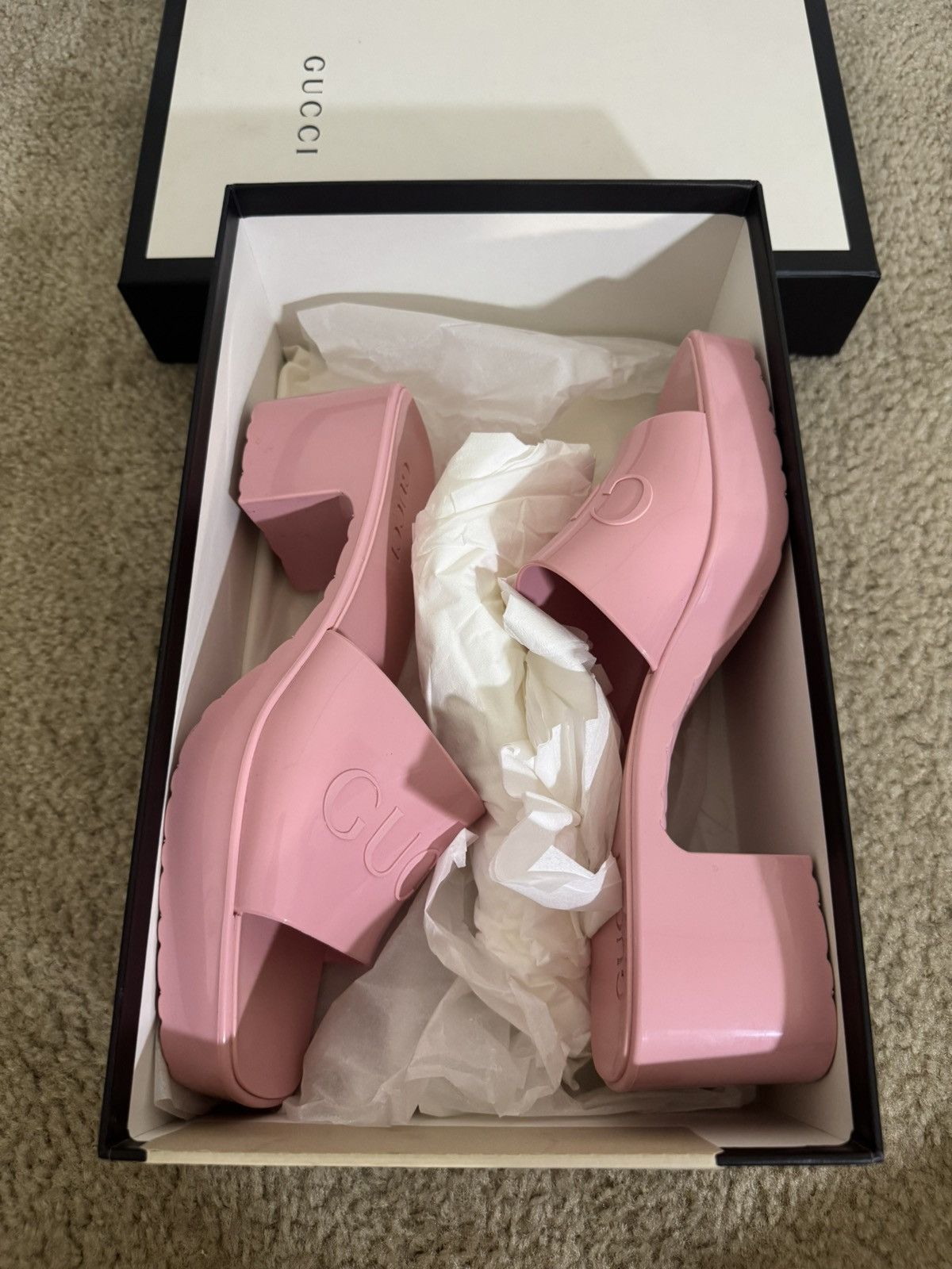 Gucci GUCCI RUBBER SLIDE SANDAL "Wild Rose" Size US 8 / IT 38 - 3 Thumbnail