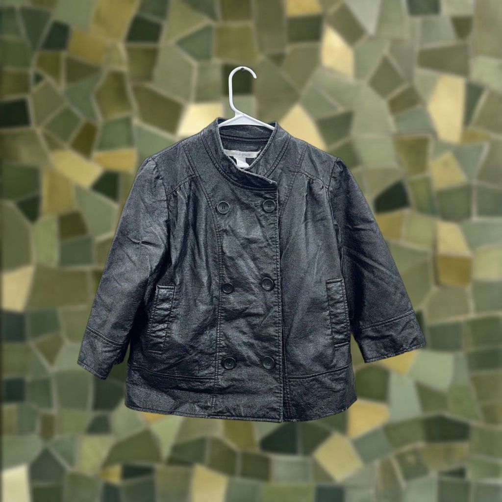 Doublet Hanna & Gracie Womens Jacket Size 6 Black Faux Leather Double Breasted Jacket Women's Black Faux Leather Size 6 90s Classic Size M / US 6-8 / IT 42-44 - 1 Thumbnail