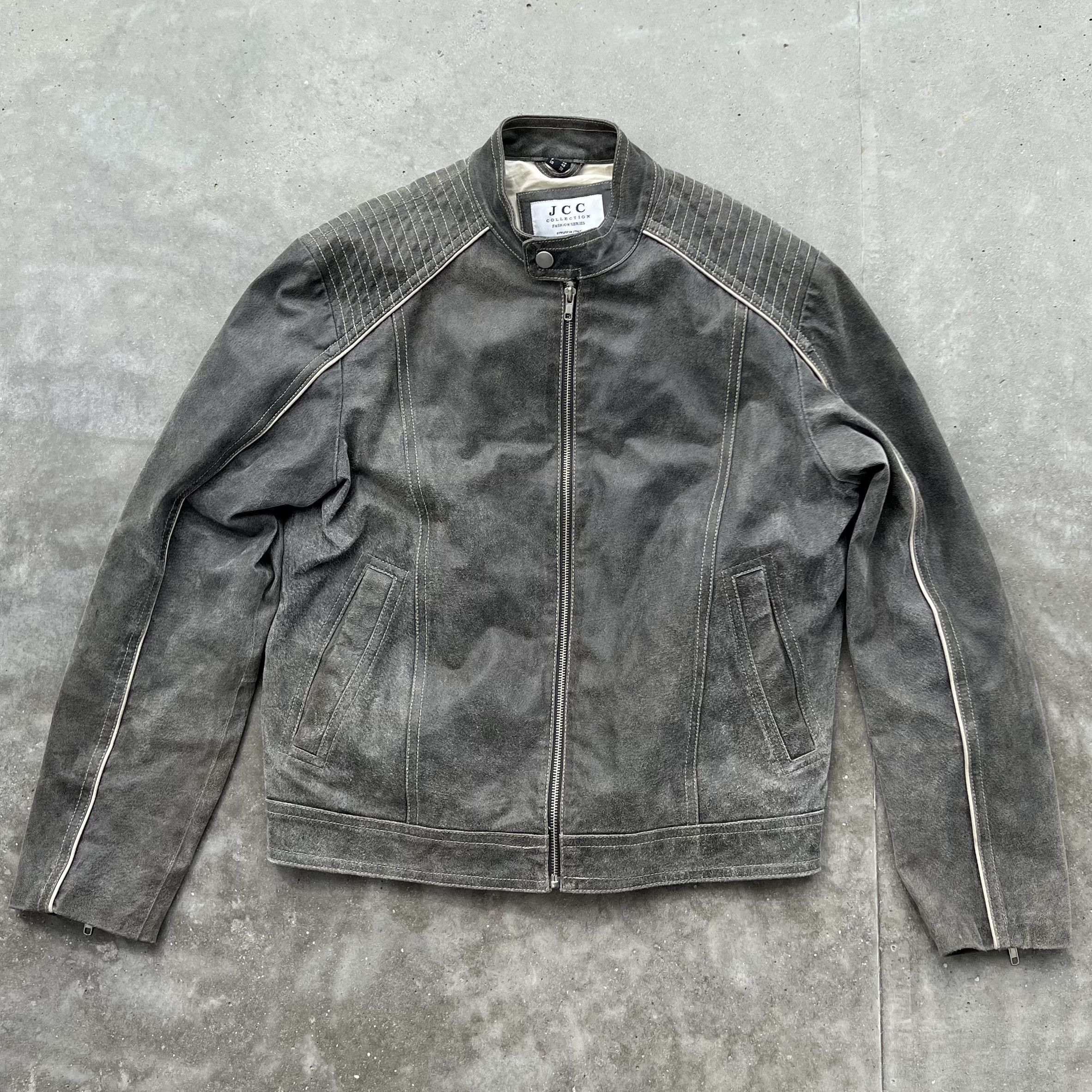 Leather suede jacket vintage grey M