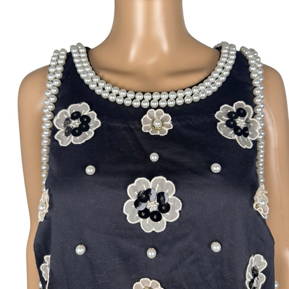 Anthropologie NWT New $158 Maeve 3D Flower Pearl Black Top Size XL Size XL / US 12-14 / IT 48-50 - 5 Thumbnail