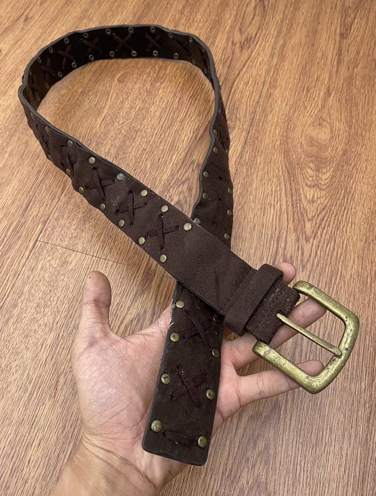 If Six Was Nine × Japanese Brand × Le Grande Bleu (L.G.B.) Suede brown stitching X belt Size ONE SIZE - 2 Thumbnail