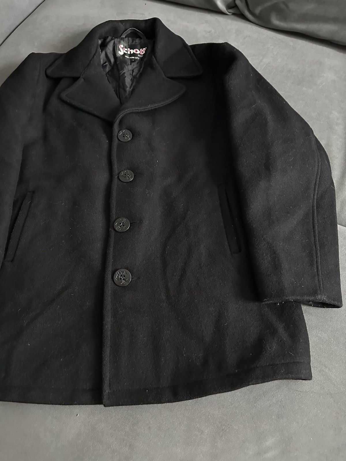 Schott Vintage Schott Jacket Black Made In USA NYC Car Coat Wool Size US L / EU 52-54 / 3 - 4 Thumbnail