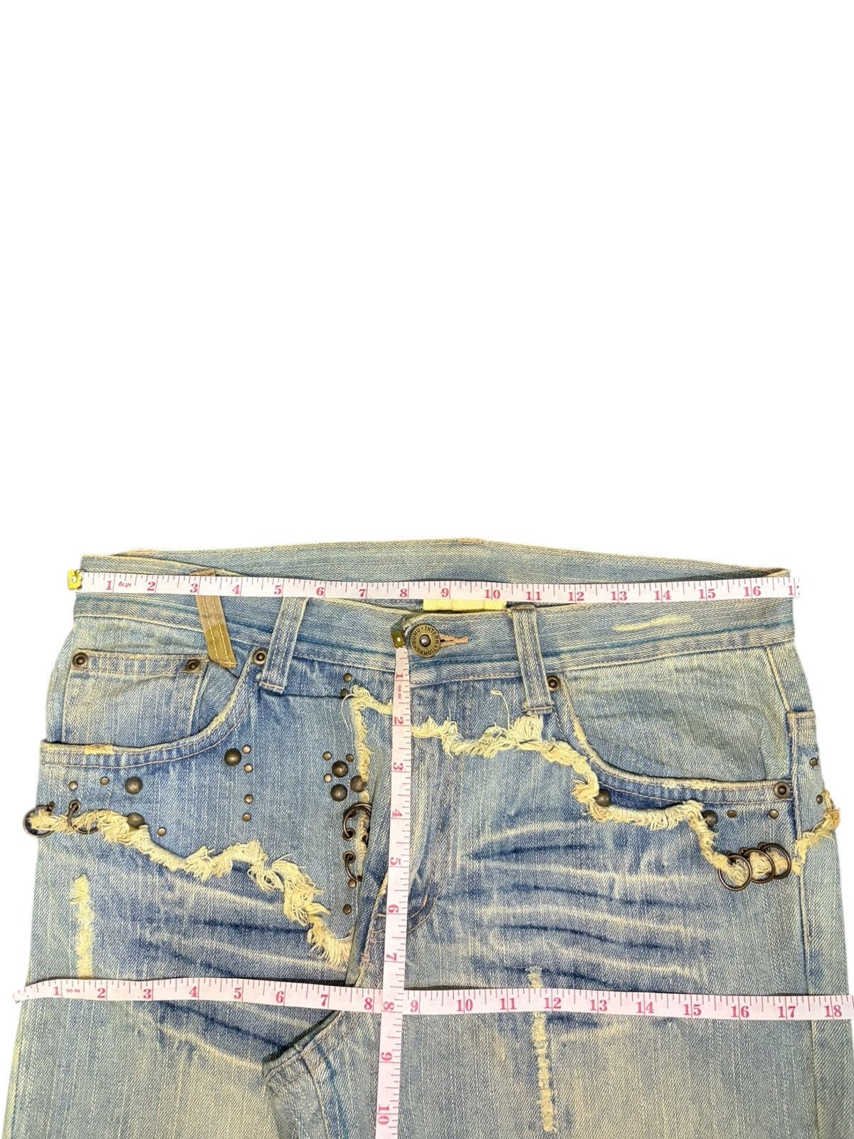 Le Grande Bleu (L.G.B.) Vintage Japanese Brand Pierced Studded Distress Baggy Jeans Size US 33 - 6 Thumbnail