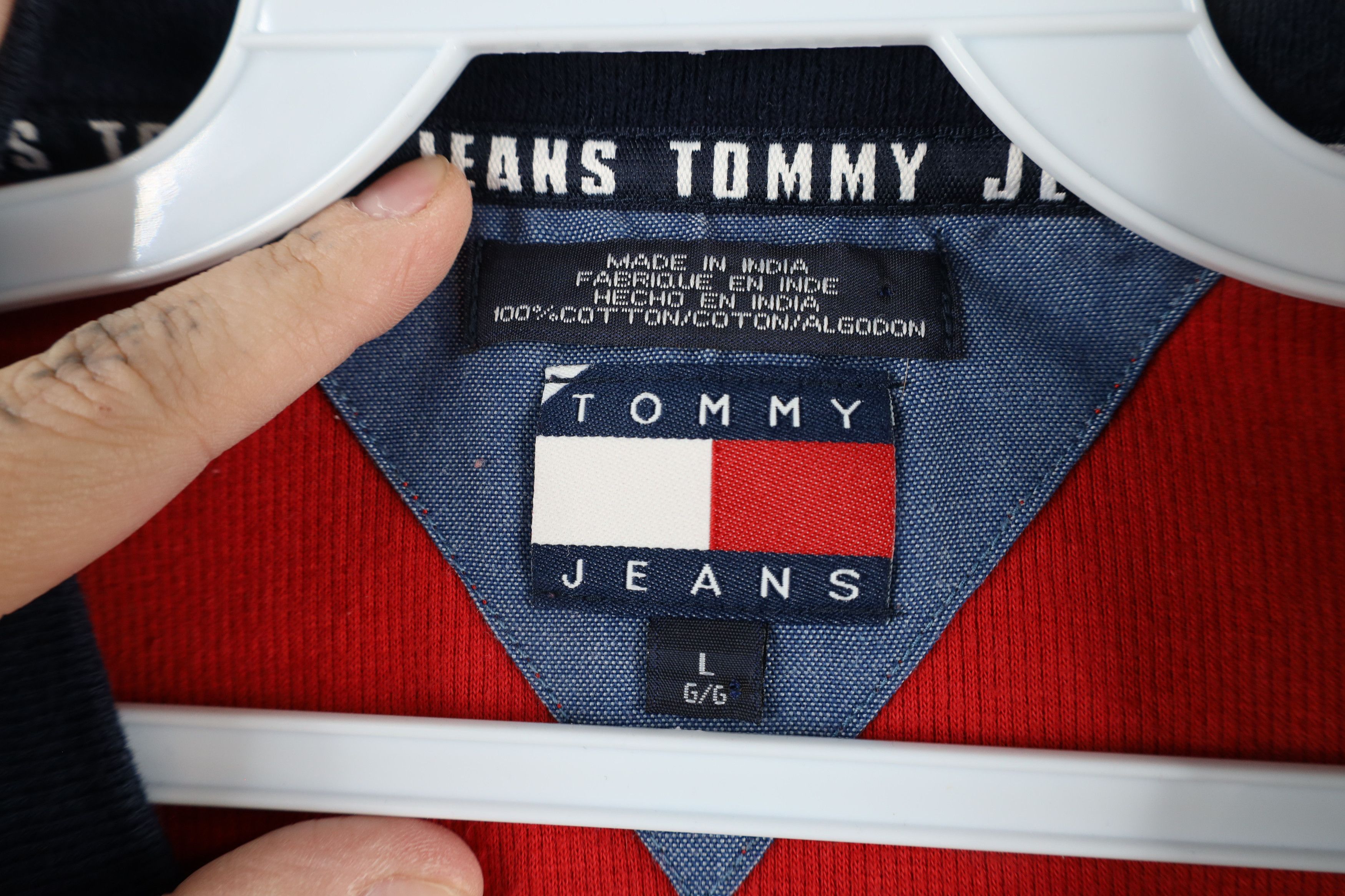 Tommy Hilfiger × Vintage Vintage 90s Tommy Hilfiger Waffle Knit Half Zip T-Shirt Size US L / EU 52-54 / 3 - 8 Thumbnail