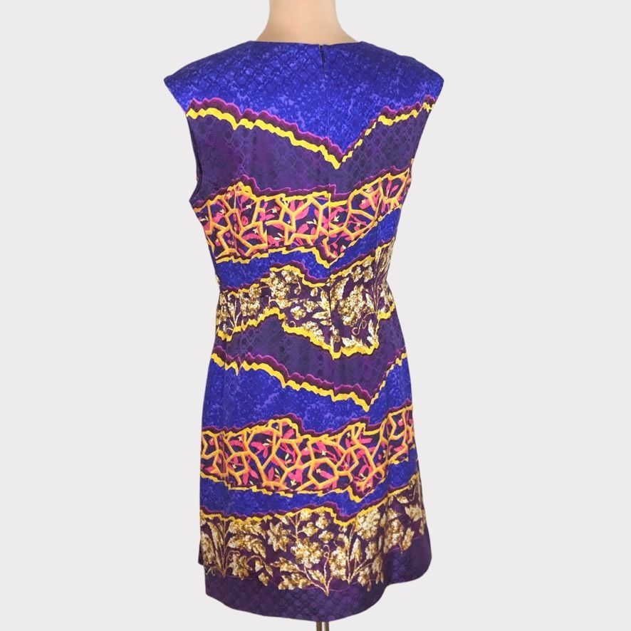 Peter Pilotto Peter Pilotto Sleeveless Dress 10 Silk Purple Gold Pink Abst Size L / US 10 / IT 46 - 9 Thumbnail