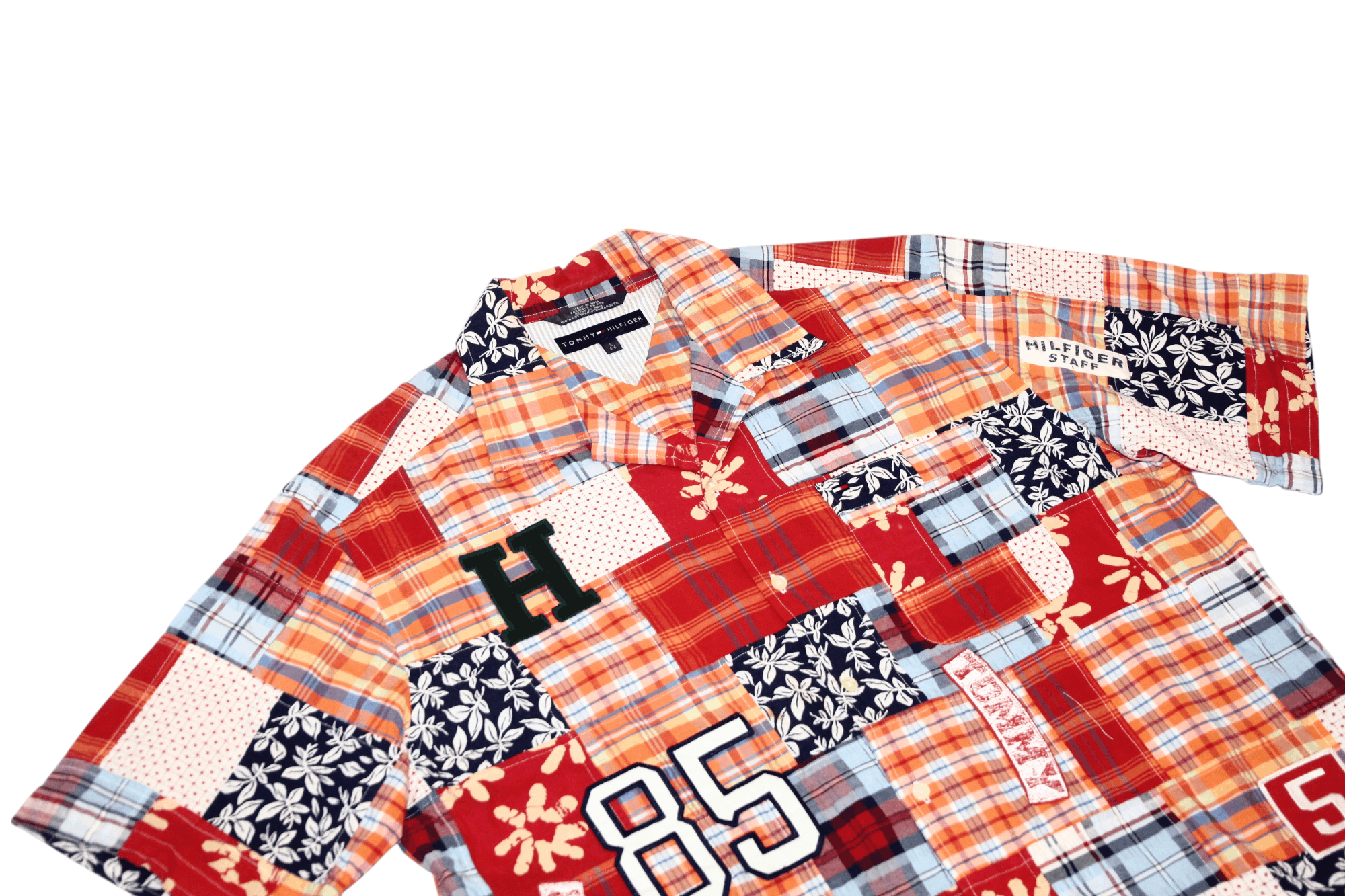Tommy Hilfiger 💥Tommy Hilfiger Boro Sashiko Patchwork Hawaiian Shirt Size US XL / EU 56 / 4 - 2 Thumbnail