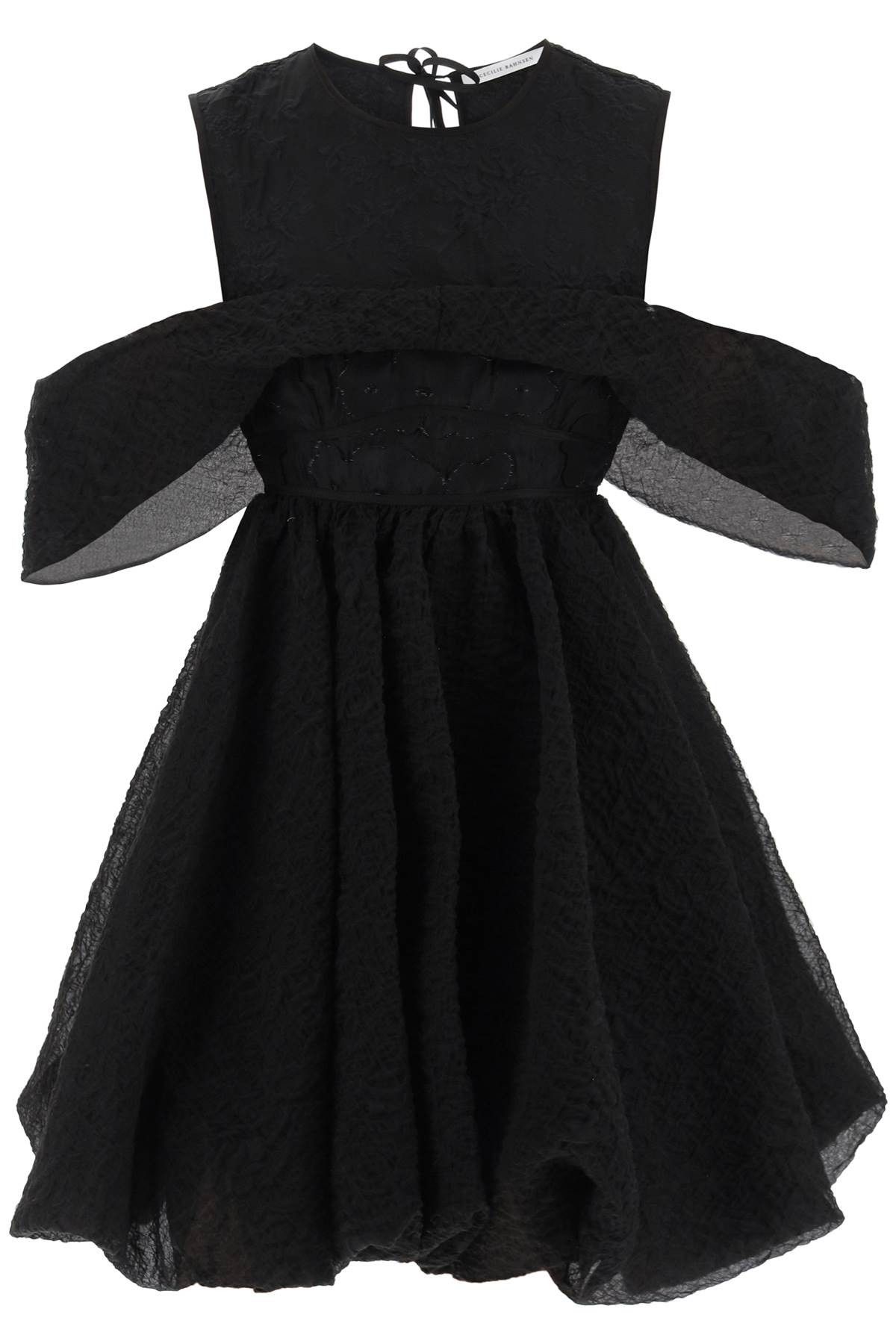 Image of Cecilie Bahnsen Urania Winglet Sleeve Dress in Nero, Women's (Size Small)