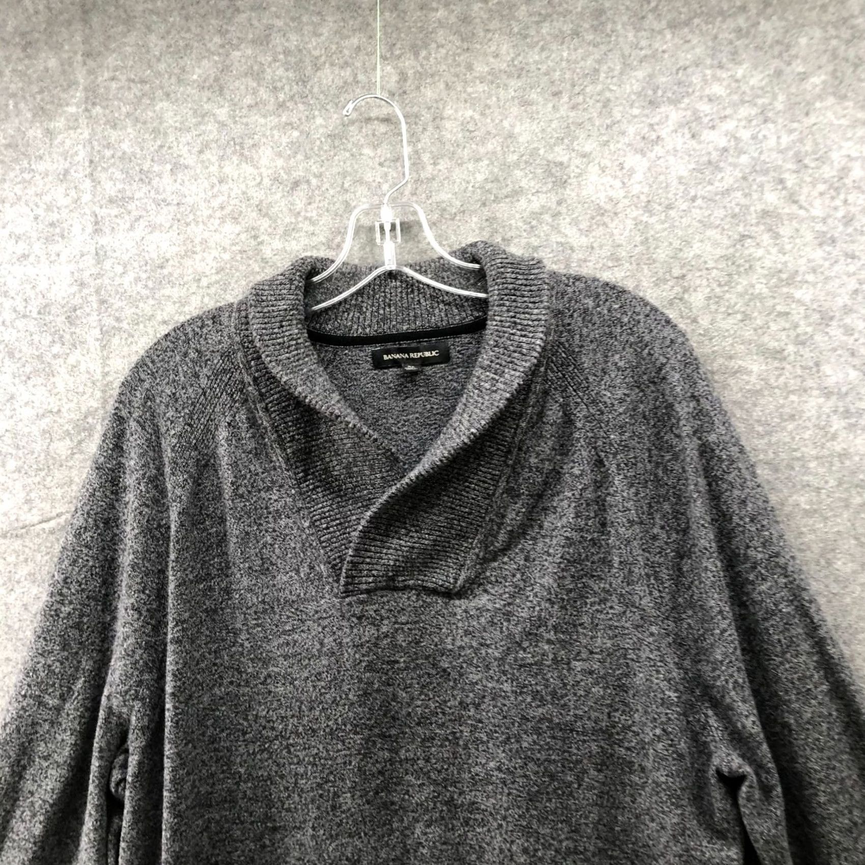 Banana Republic Banana Republic Shawl Collar Sweater Mens XL Heather Gray Wool Cotton Pullover Size US XL / EU 56 / 4 - 3 Thumbnail