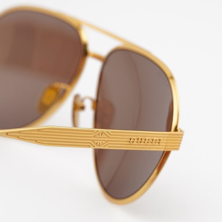 Gucci Gucci GG1513S 002 Sunglasses Yellow Gold Aviator Frame Size ONE SIZE - 7 Thumbnail
