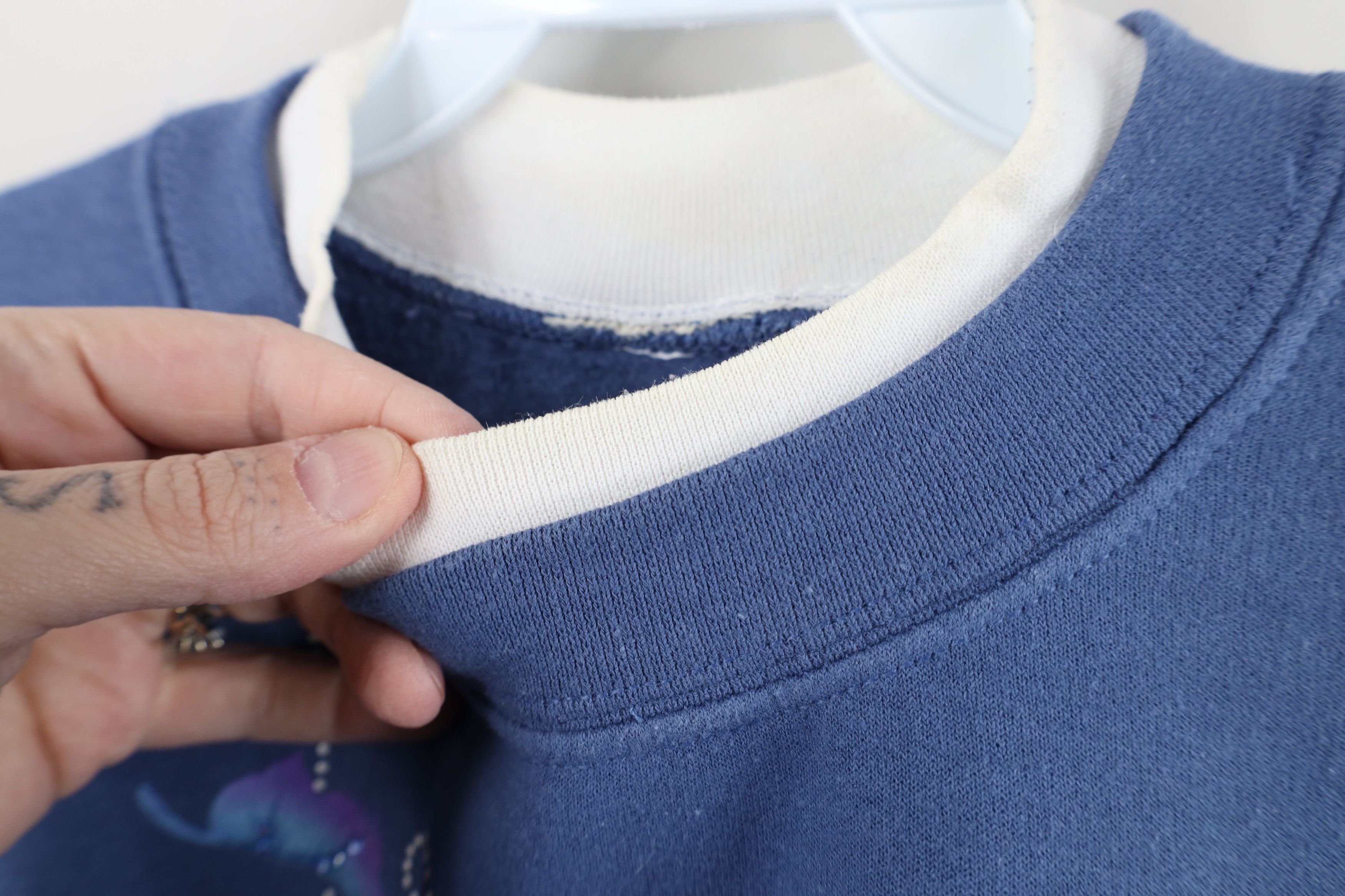 Vintage Vintage 90s Streetwear Nature Fall Leaf Sweatshirt Blue Size L / US 10 / IT 46 - 10 Thumbnail