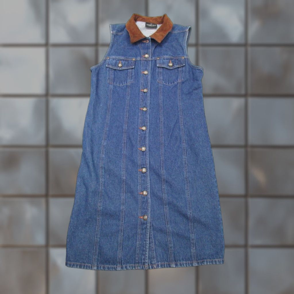 Vintage VINTAGE Carole Little Western Cowgirl Denim Midi Dress Blue Womens S Size S / US 4 / IT 40 - 1 Thumbnail
