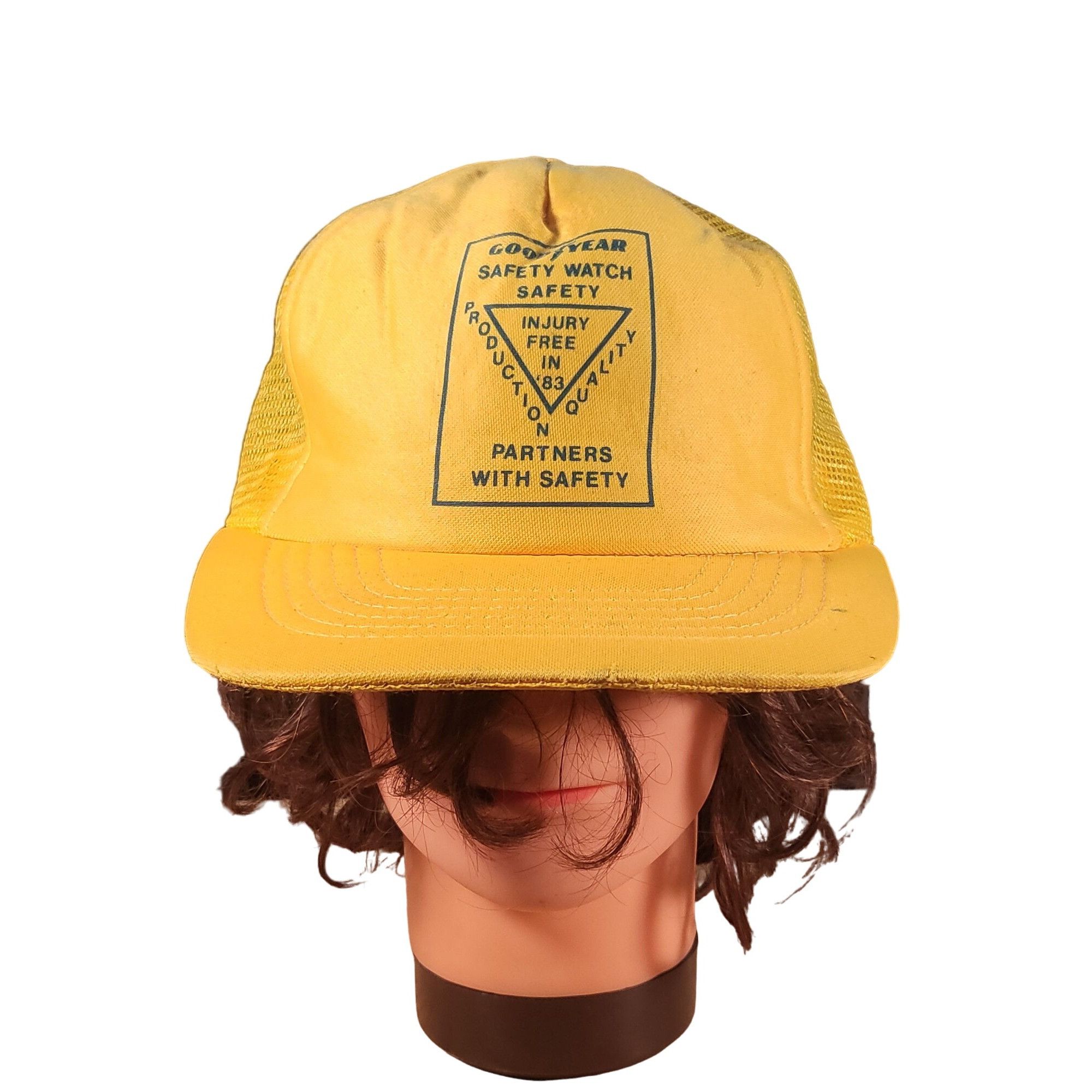 Vintage Vintage Goodyear Safety Watch Trucker Snapback Hat Yellow Bi Size ONE SIZE - 1 Thumbnail