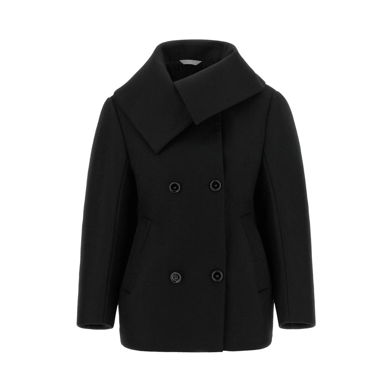Balenciaga Asymmetrical Neck Black Caban Wo, Women's (Size Xxs)
