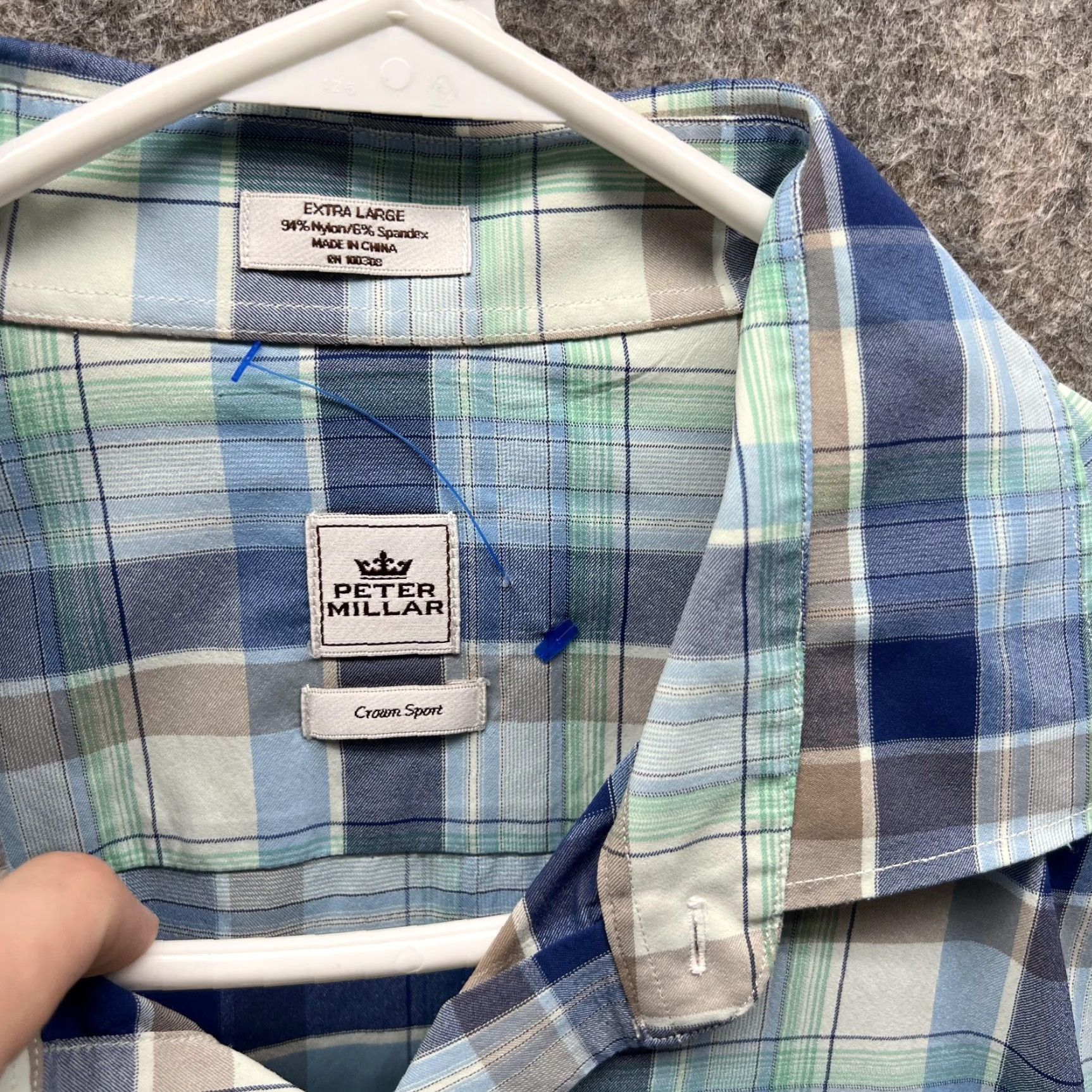 Peter Millar VINTAGE Peter Millar Shirt Men XL Blue Button-Down Nylon Plaid Size US XL / EU 56 / 4 - 6 Thumbnail