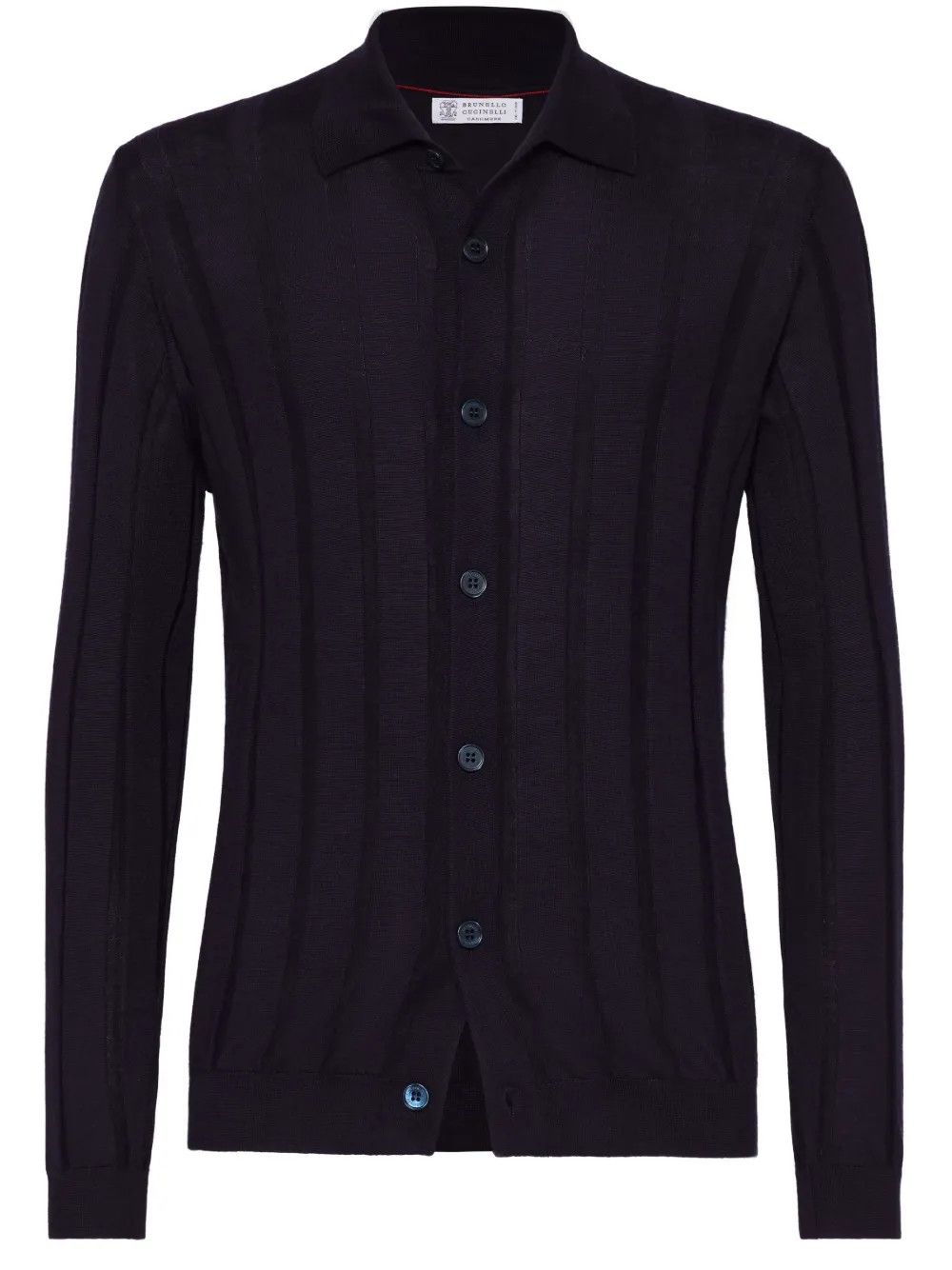 Brunello Cucinelli o1w1db10326 Ribbed Cashmere Cardigan in Navy Blue Size US L / EU 52-54 / 3 - 1 Thumbnail