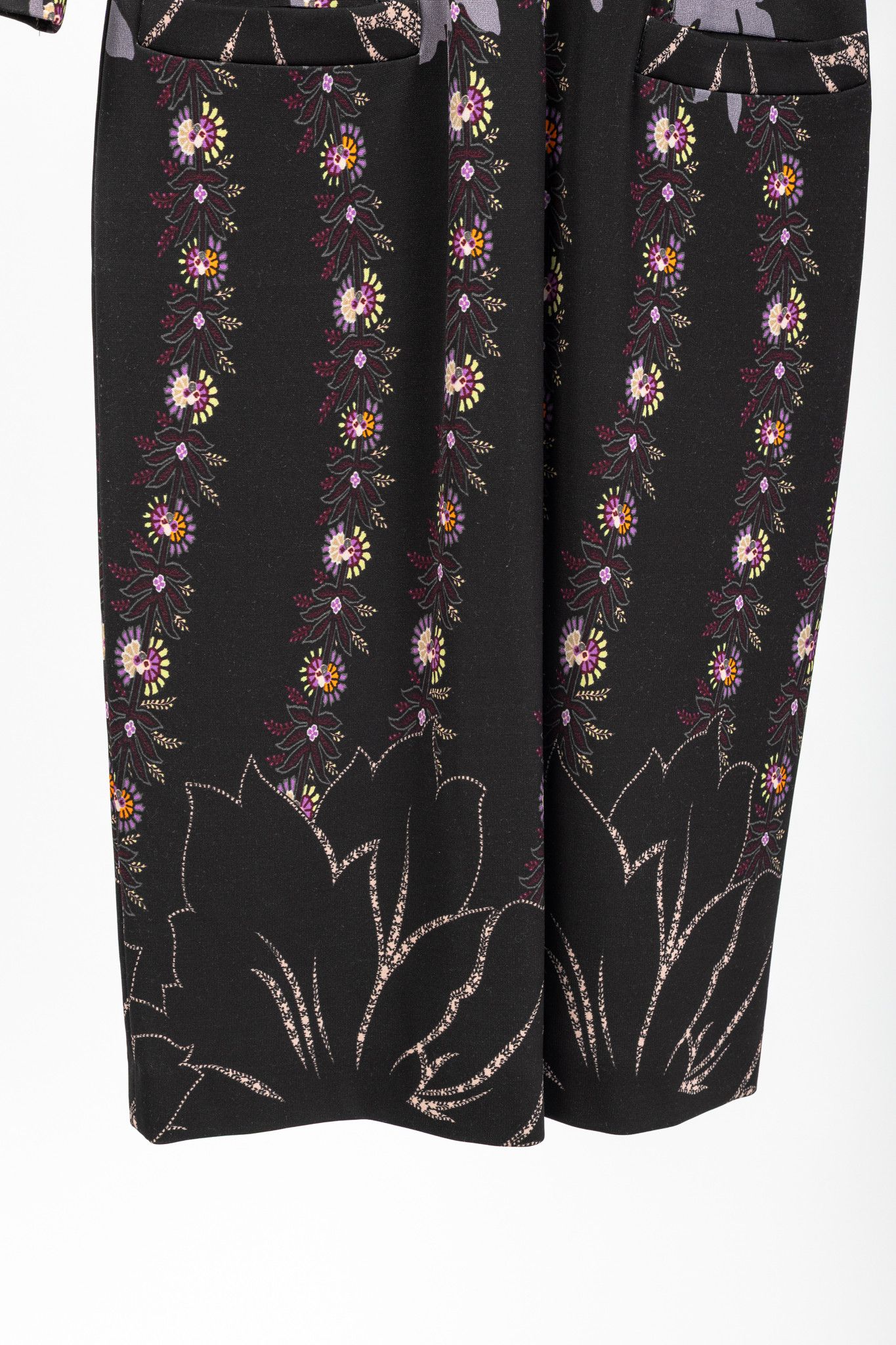 Etro Etro Purple & Black Paisley & Floral Jersey Midi Dress Size S / US 4 / IT 40 - 6 Thumbnail