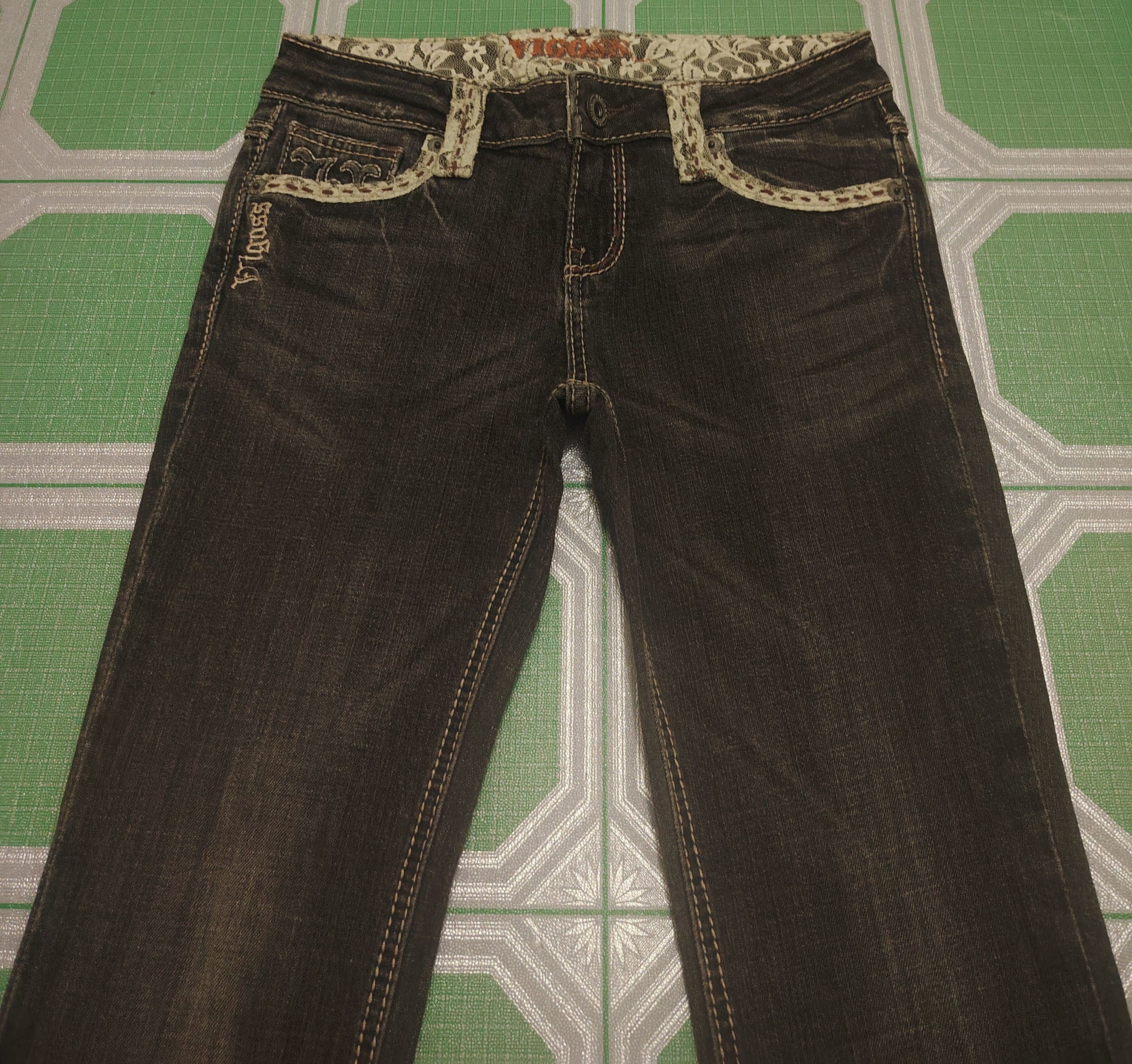 If Six Was Nine Vtg Black Vigoss U.S.A. Bootcut Jeans Stretch Jeans Size 27" / US 4 / IT 40 - 3 Thumbnail
