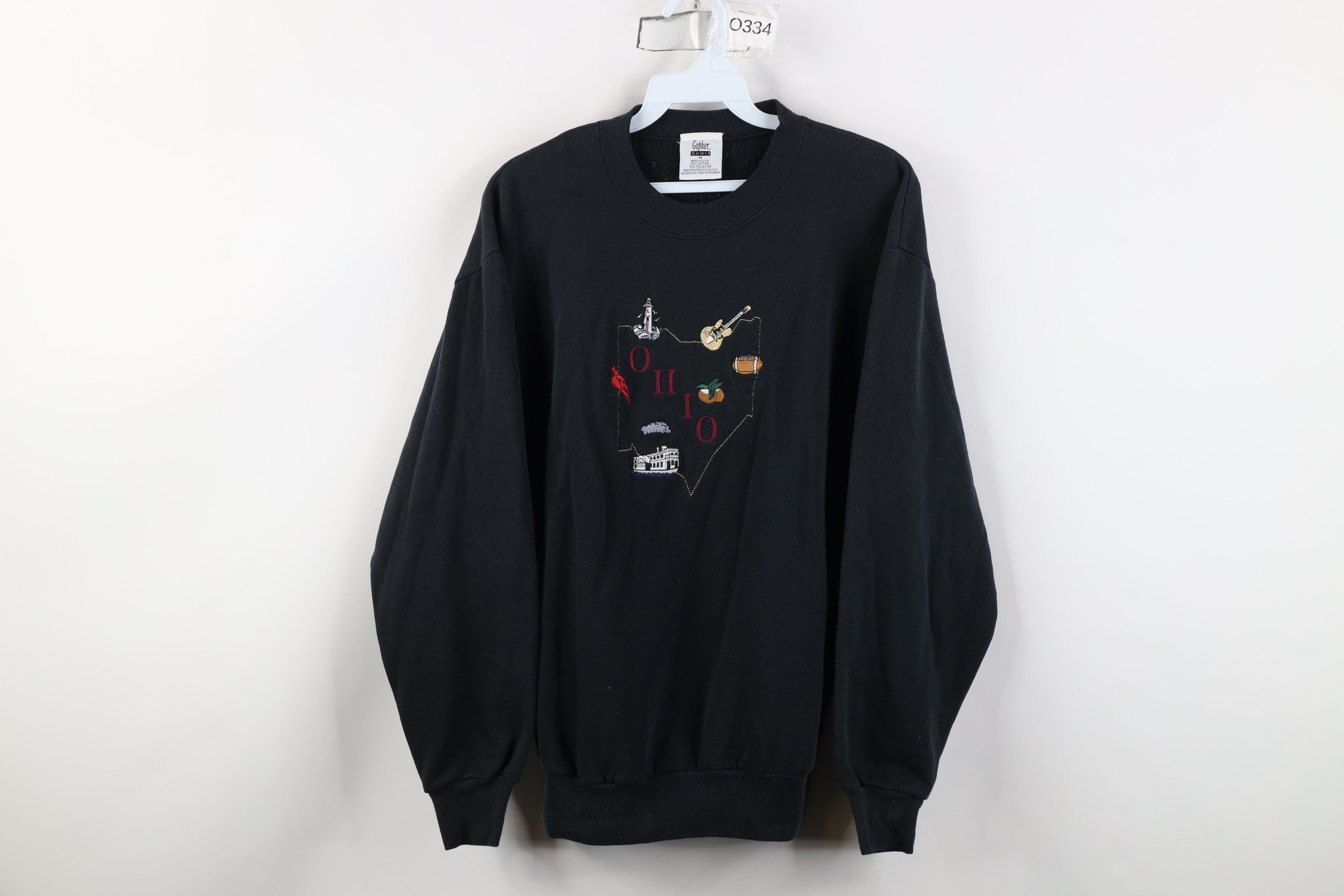 Vintage Vintage 90s State of Ohio Crewneck Sweatshirt Black USA Size M / US 6-8 / IT 42-44 - 1 Thumbnail