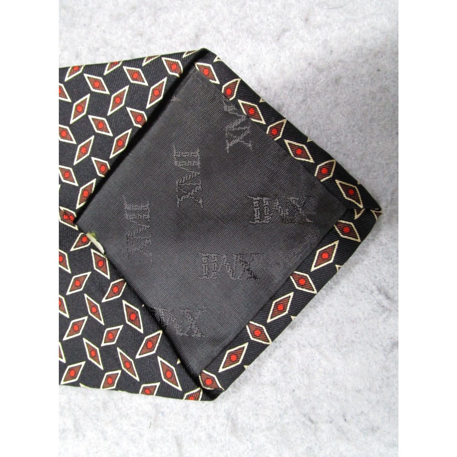 Vintage XMI Nordstrom Men's Black Silk Neck Tie Geometric Abstract Hand Sewn Made in USA - One Size Classic Length 57"-60" Size ONE SIZE - 3 Thumbnail