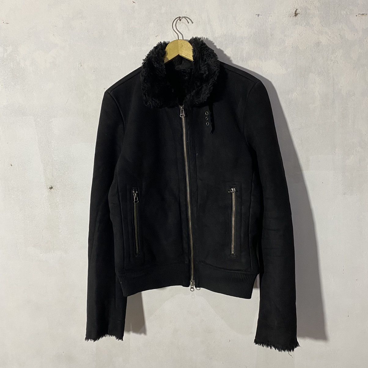 If Six Was Nine 2000s Nano Universe - Biker Fur Suede Shearling Jacket Size US M / EU 48-50 / 2 - 2 Thumbnail