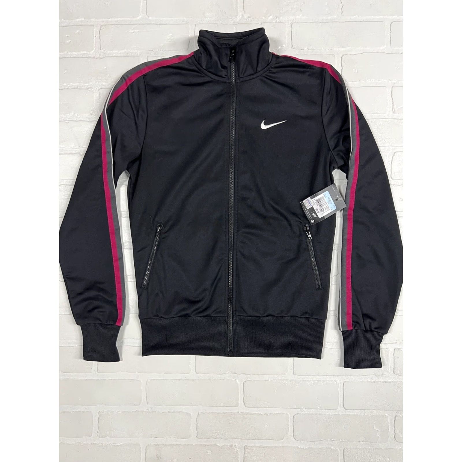 Nike Nike Track Jacket Womens M Black Stripes Full Zip Athletic Casual Jacket Size M / US 6-8 / IT 42-44 - 2 Thumbnail