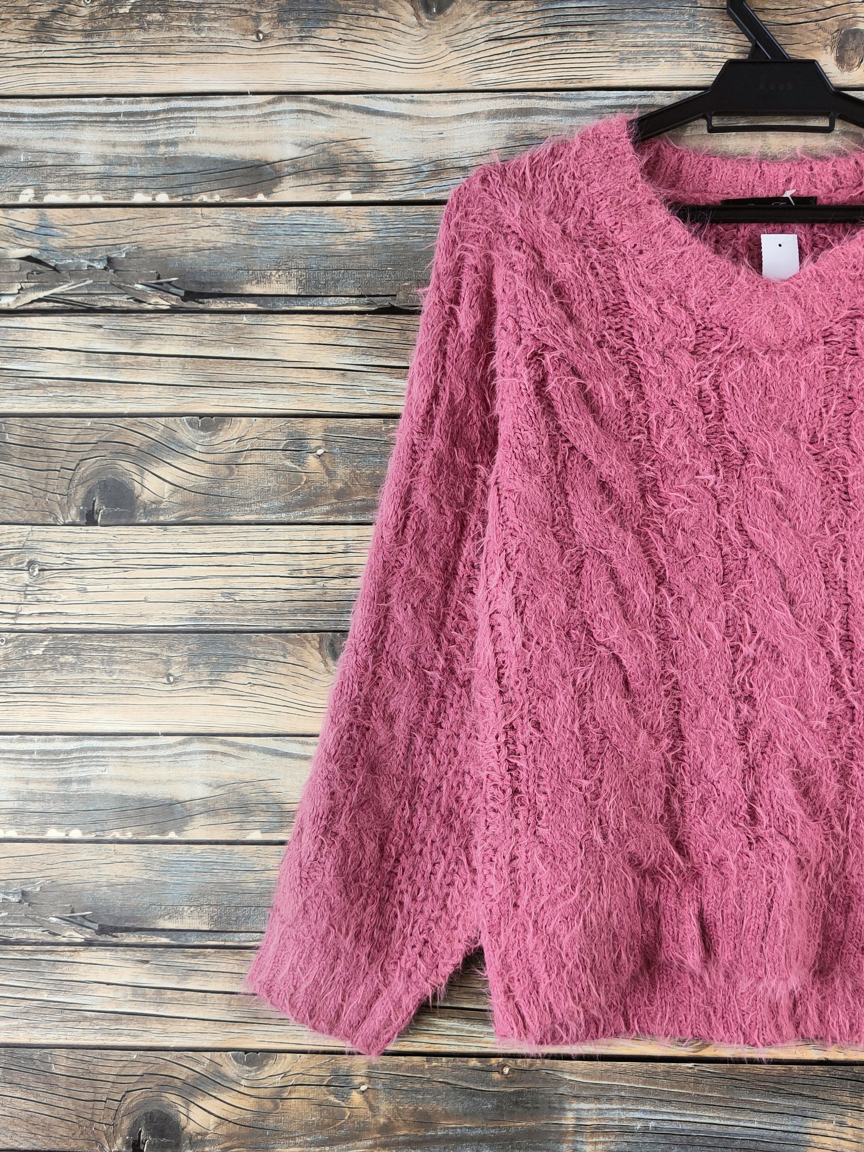 Japanese Brand DL Rose Farm Pink Fur Mohair Knitwear #46-921 Size M / US 6-8 / IT 42-44 - 3 Thumbnail
