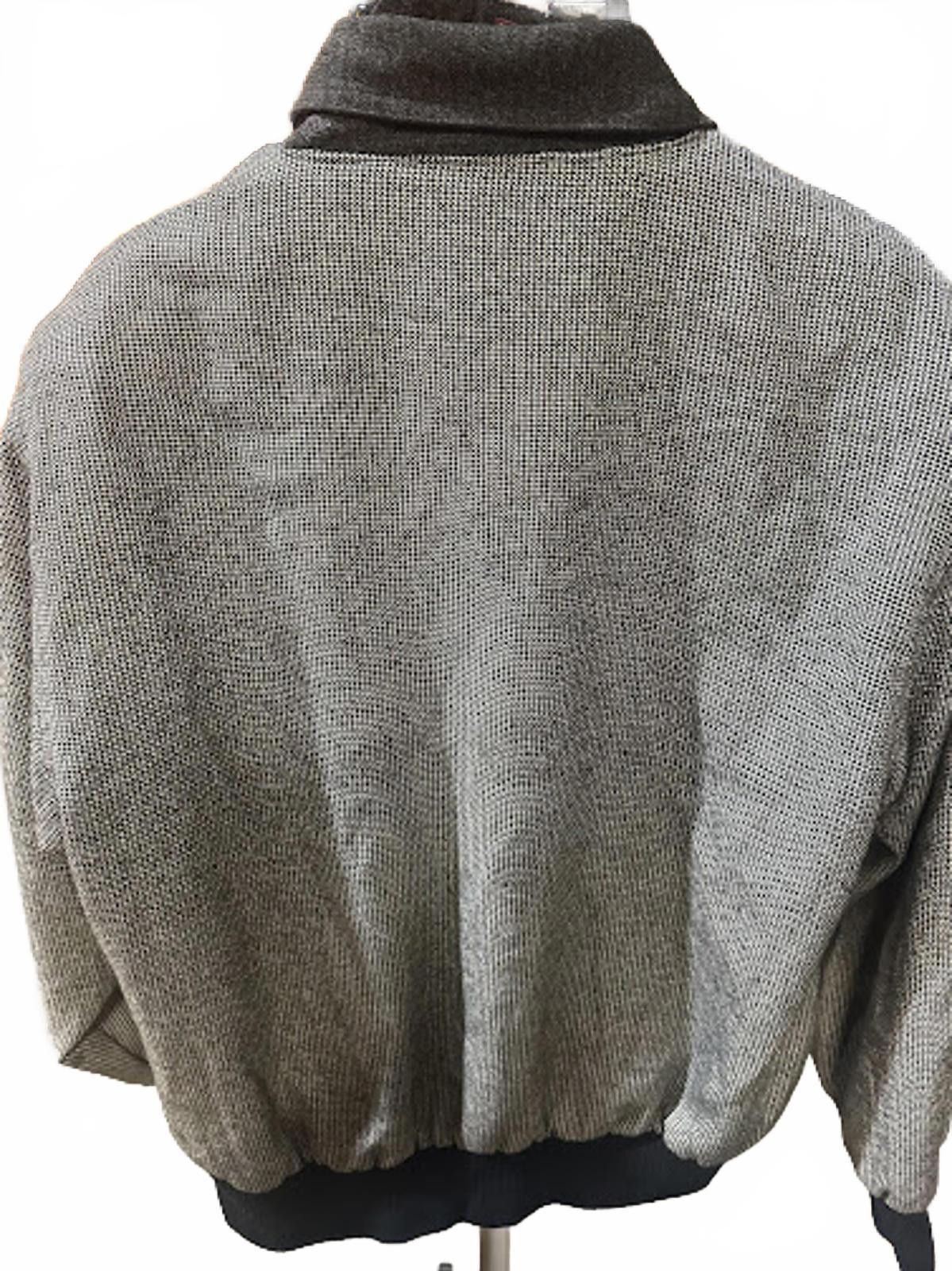 California Republic Vintage Califf Gray Black Patterned Knit Bomber Jacket Size US M / EU 48-50 / 2 - 4 Thumbnail