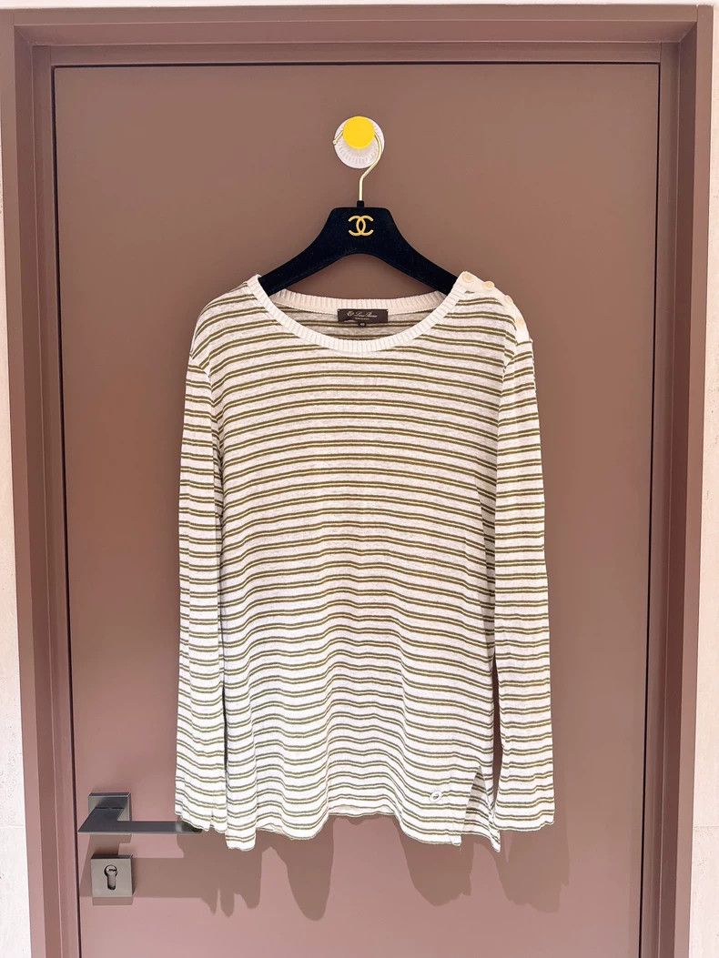 Loro Piana LORO PIANA Stripe linen knit long sleeves Size L / US 10 / IT 46 - 1 Thumbnail