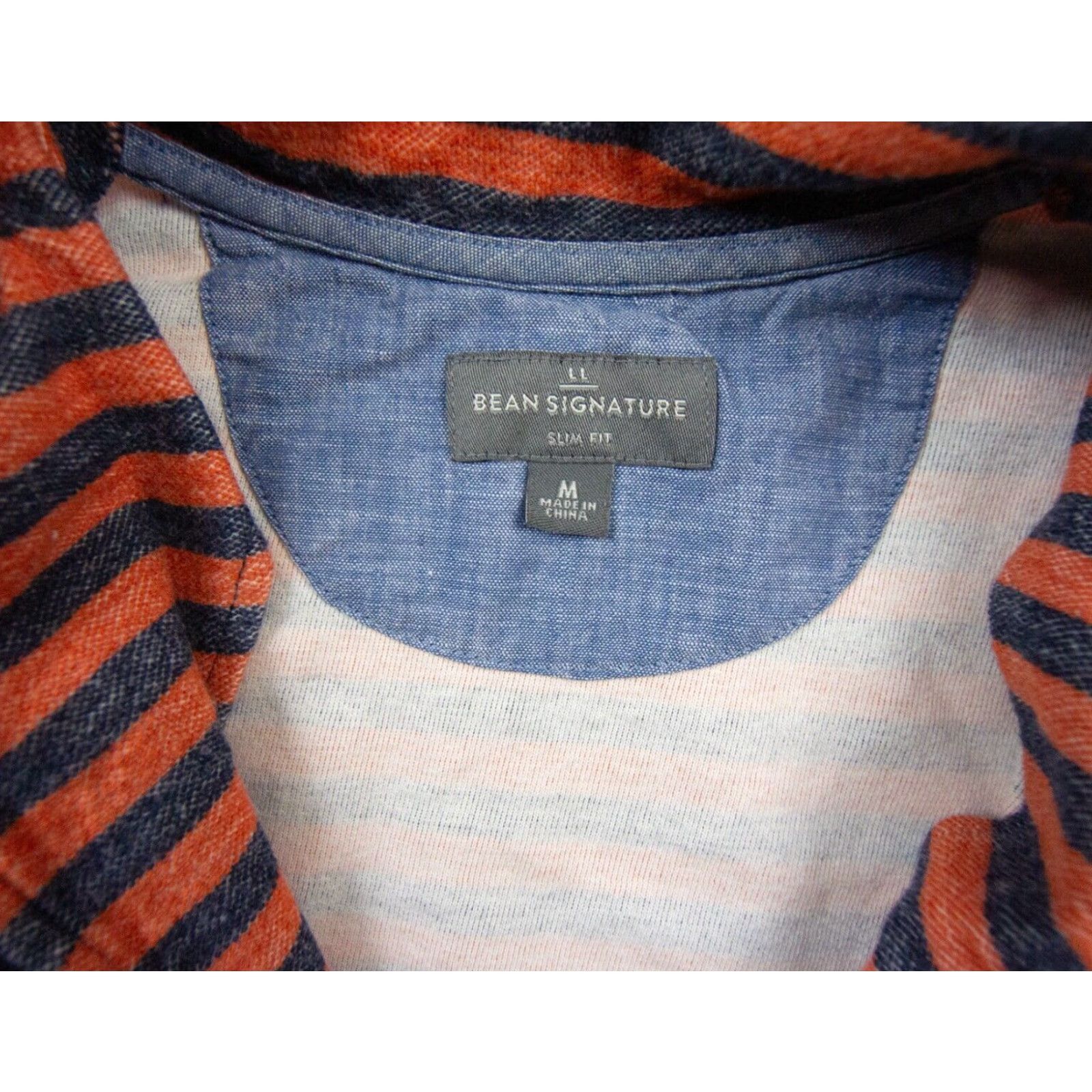 Vintage L.L. Bean Men's Sweater Medium Orange Striped 1/4 Zip Pullover Regular Fit Outdoor Size US M / EU 48-50 / 2 - 6 Thumbnail