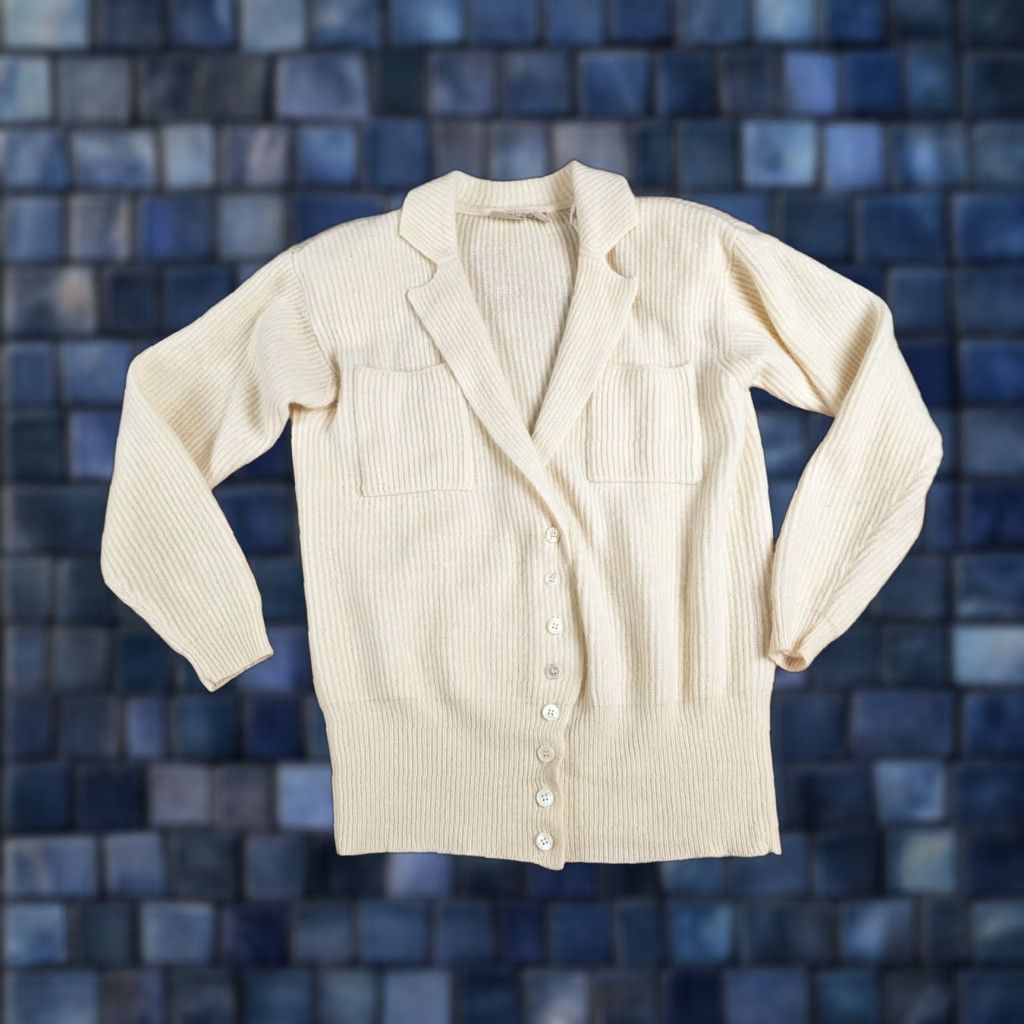 VINTAGE Liz Claiborne Women's Cardigan Sweater M Fall Winter Cream