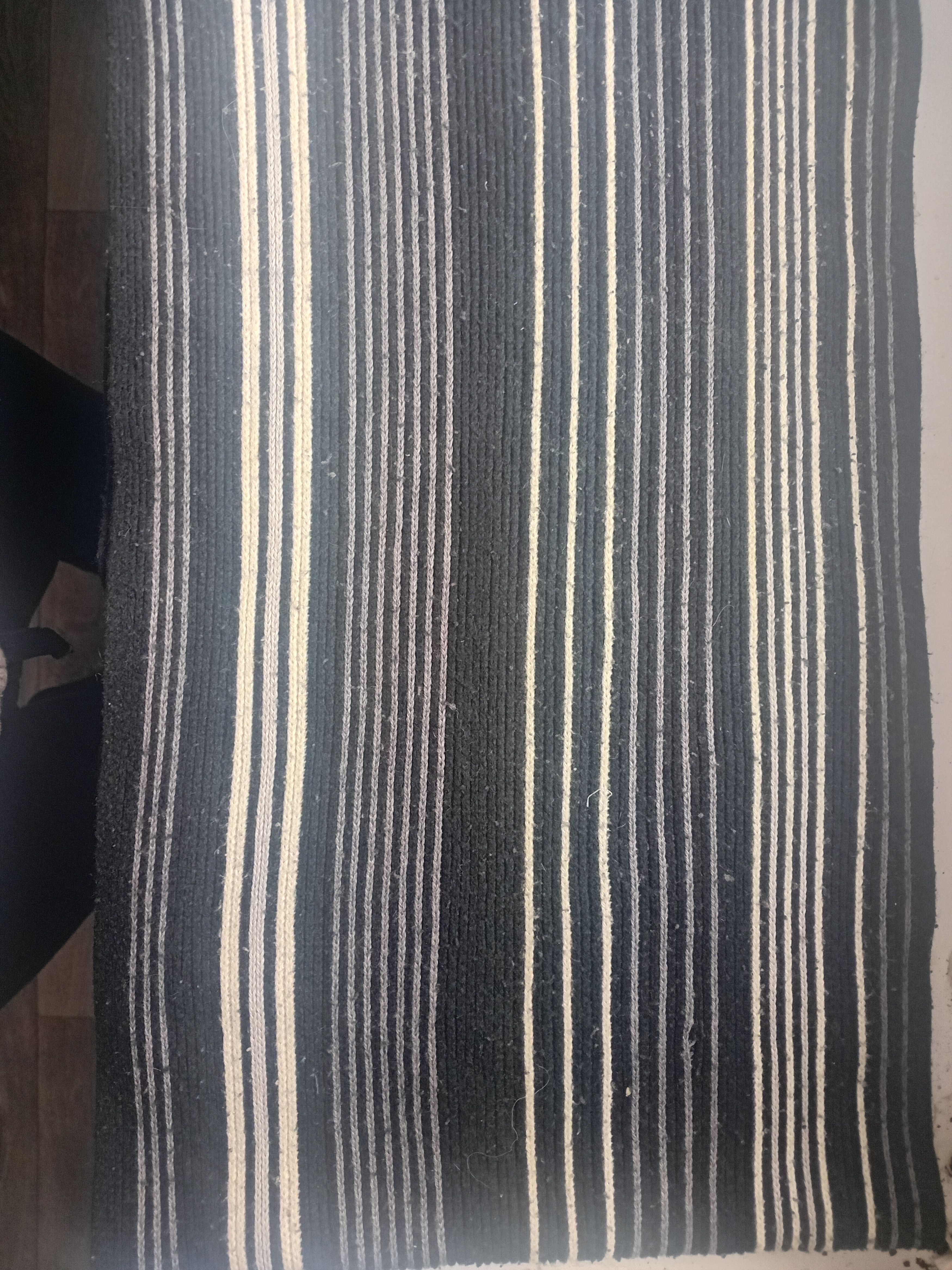 Other Vintage Striped Knitted Scarf Black & Grey Fringe Size 40 - 2 Thumbnail