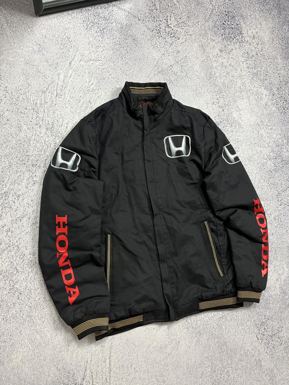 Honda × Japanese Brand × Vintage Vintage Honda Racing Jacket Faux Fur Lined Sherpa Hype Y2k Size US S / EU 44-46 / 1 - 5 Thumbnail
