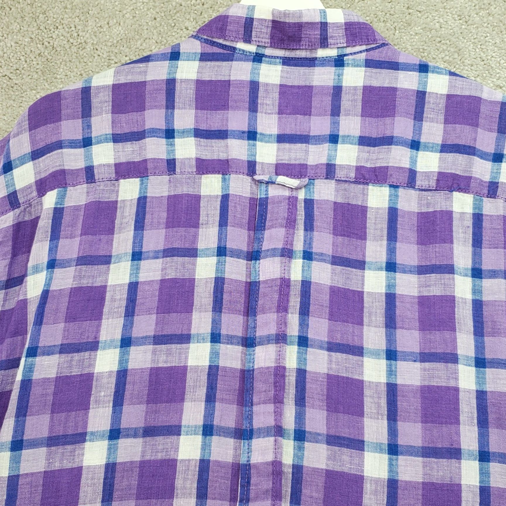 BUGATCHI Bugatchi Uomo Shaped Fit Shirt Men XL Multi Plaid Linen Short Sleeve Button-Up Shirt Size US XL / EU 56 / 4 - 5 Thumbnail