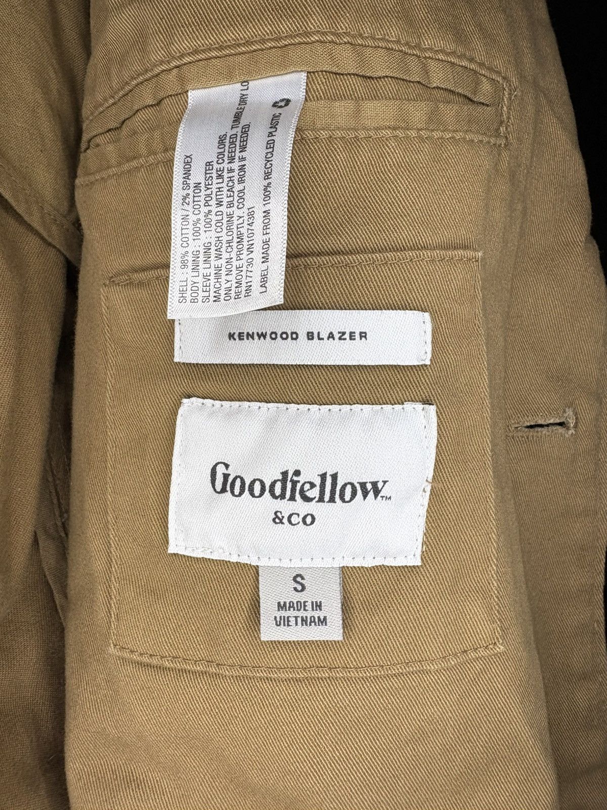 Other Goodfellow & Co Kenwood Blazer Jacket (Size S, Khaki) Size 34S - 5 Thumbnail