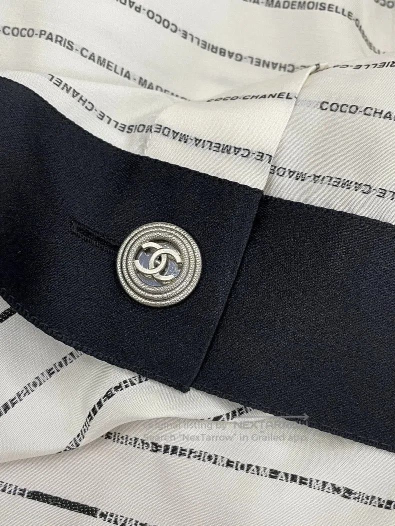 Chanel Chanel 20S Logo Stripe Silk Top. Size US L / EU 52-54 / 3 - 5 Thumbnail