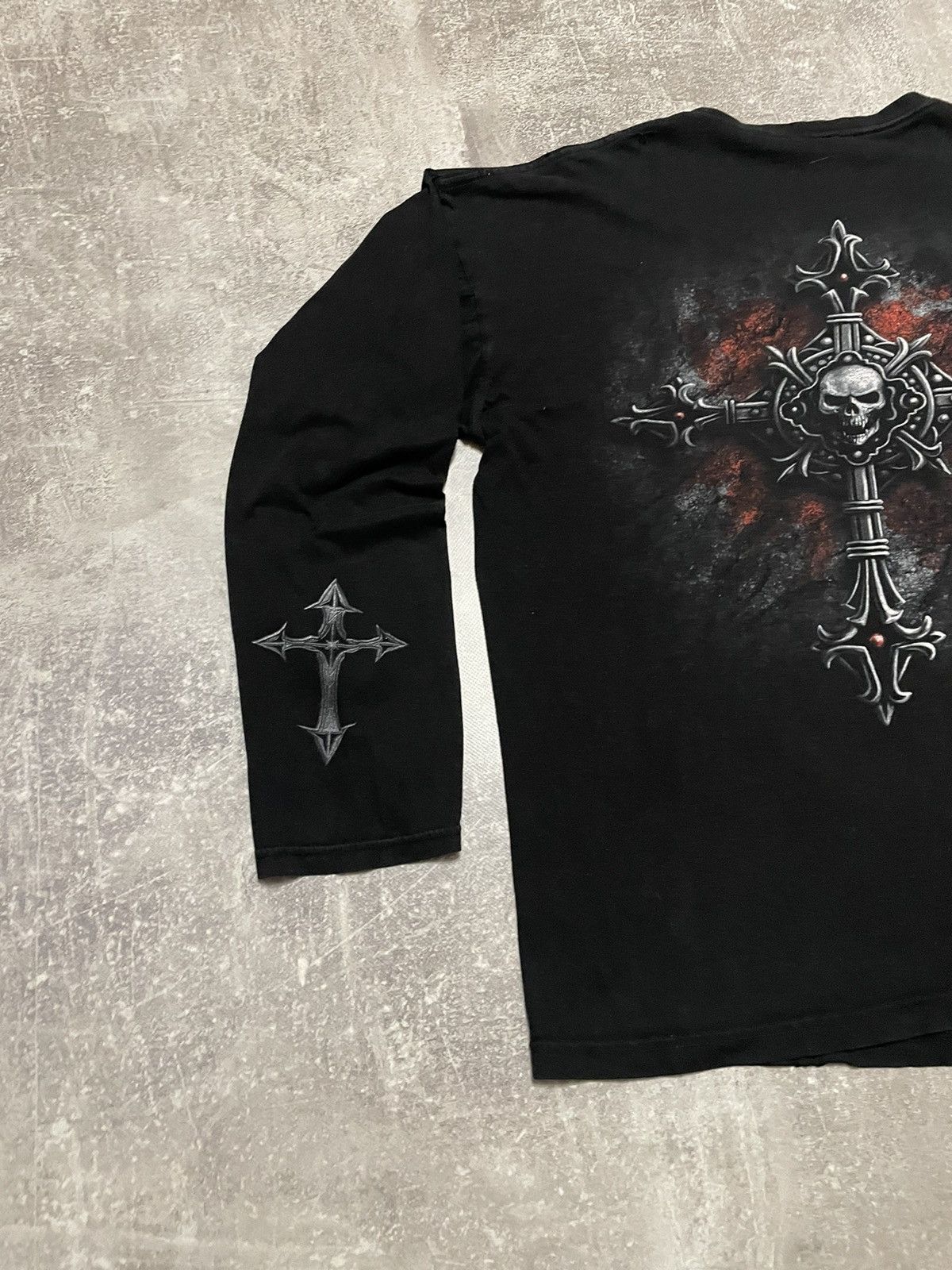 Affliction × Ed Hardy Vintage Black Metal Vampire Cross Full Print Long Sleeve Size US XL / EU 56 / 4 - 21 Thumbnail