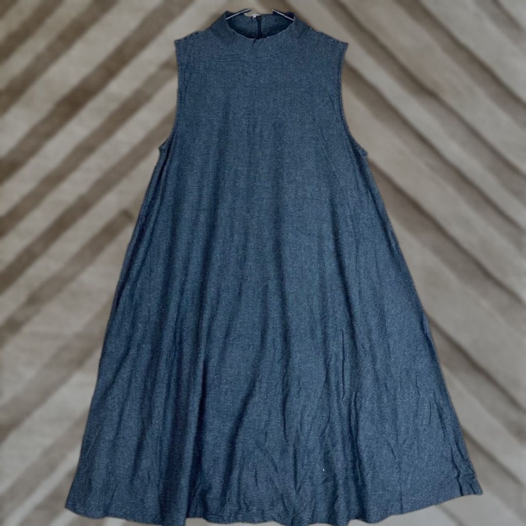 Vintage Artisan NY Womens Dress Gray White Striped High Neck Sleeveless Stretch Small - Shirt Dress - Casual Size S / US 4 / IT 40 - 1 Thumbnail