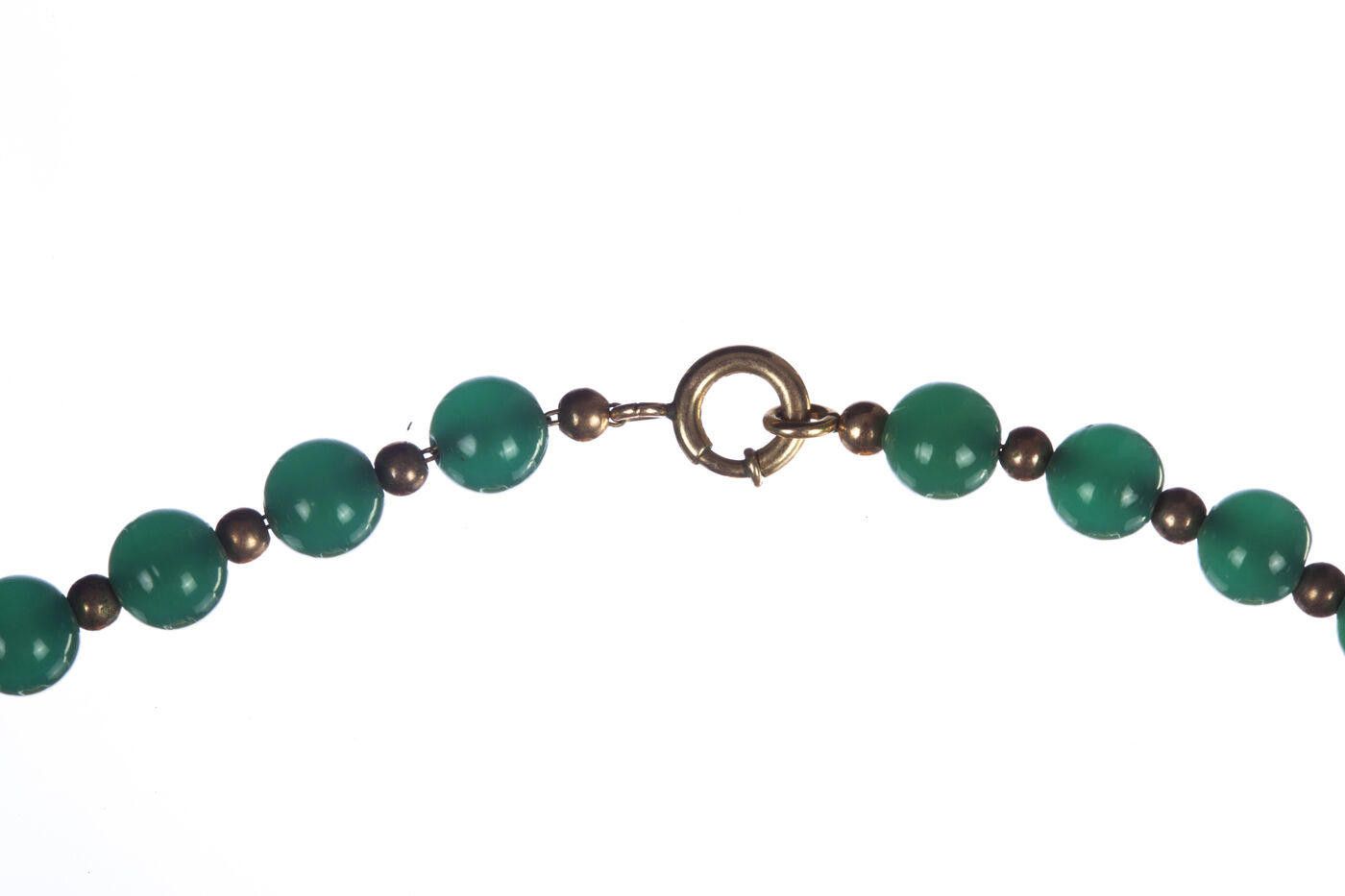 Designer Art Deco Graduated Green Chrysoprase Gold Filled Necklace Size ONE SIZE - 4 Thumbnail