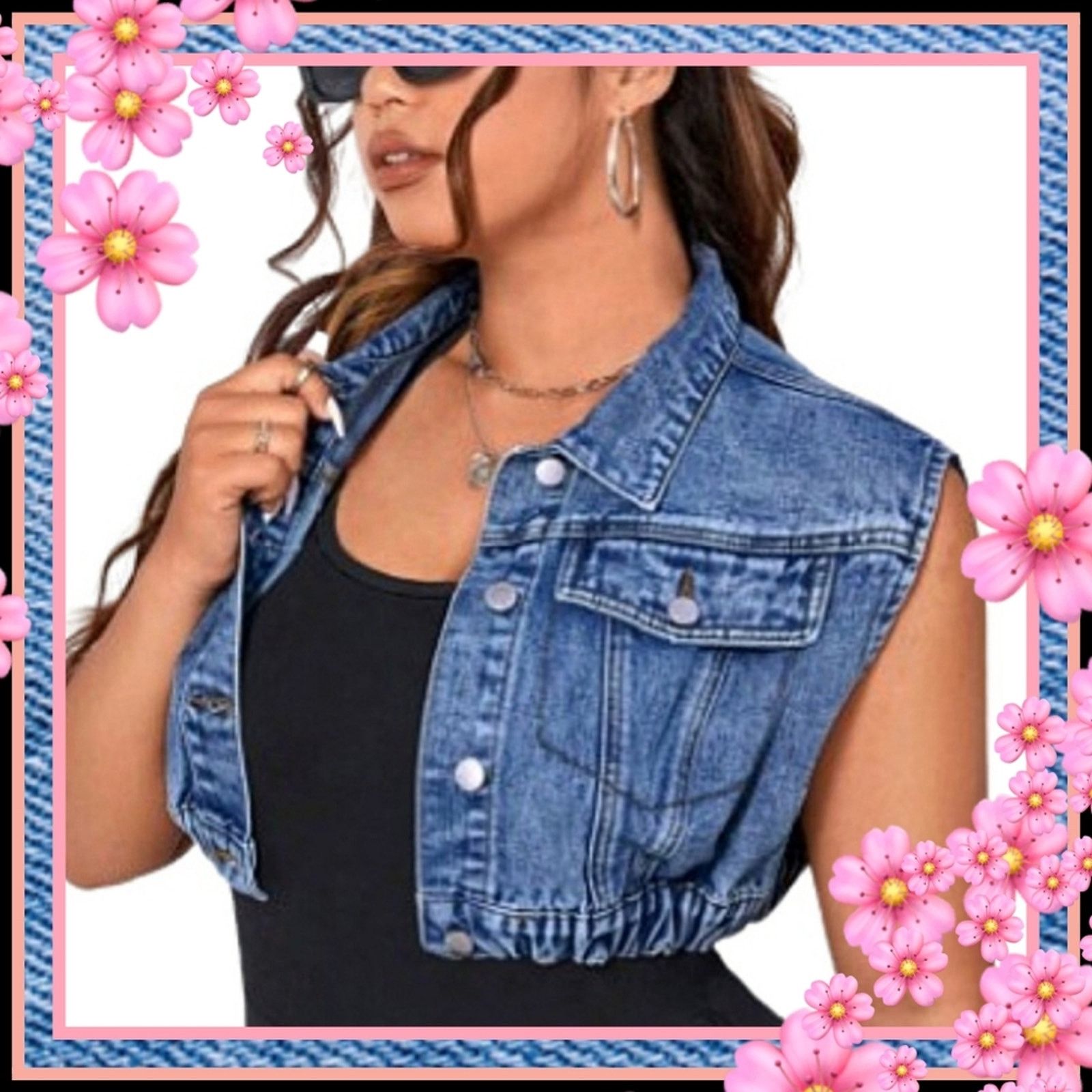 Shein DISTRESSED ☆ MED. BLUE DENIM ☆ CROPPED VEST ☆ 4x ☆ NWT Size 4XL / US 24-26 - 1 Thumbnail