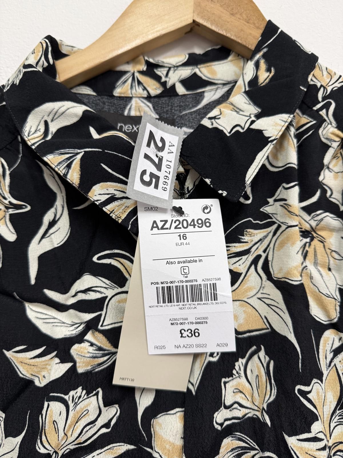 NEXT Next Black Floral Midi Dress Size 16 Size L / US 10 / IT 46 - 3 Thumbnail