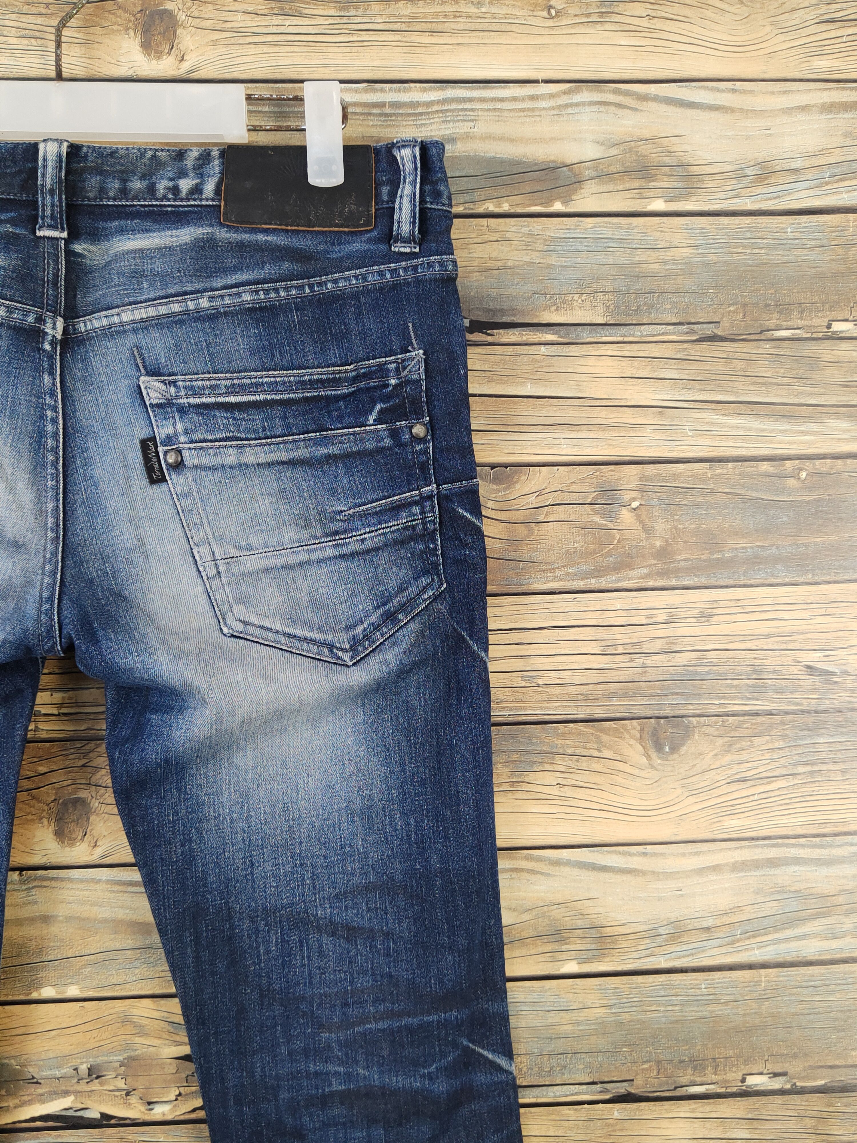 Tornado Mart Tornado Mart Dark Blue Distressed Ripped denim Jeans #W1587 Size US 32 / EU 48 - 14 Thumbnail