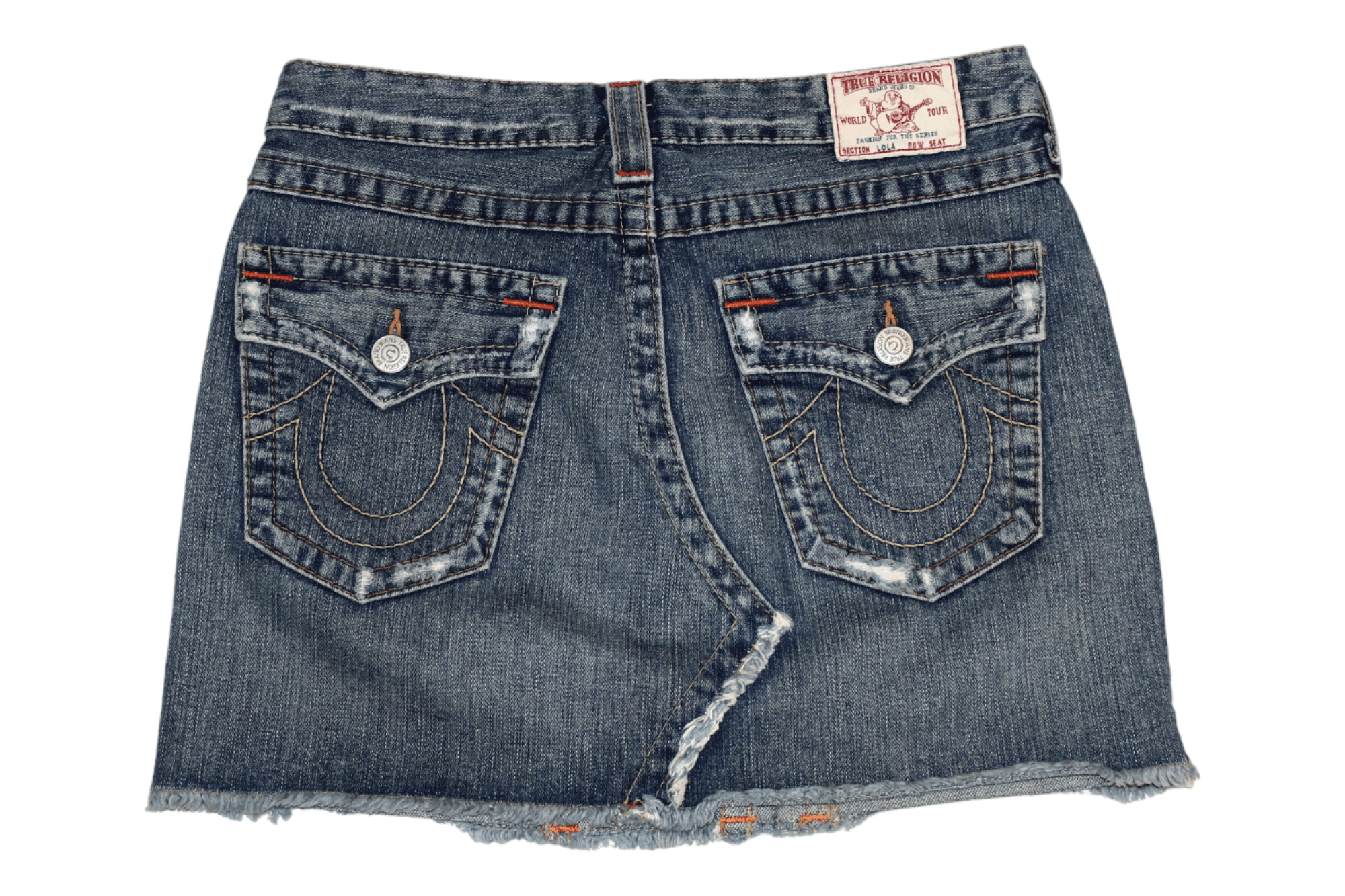 Japanese Brand VTG💥 True Religion Lola Stonewash Distressed Denim Skirt Size 30" / US 8 / IT 44 - 1 Thumbnail
