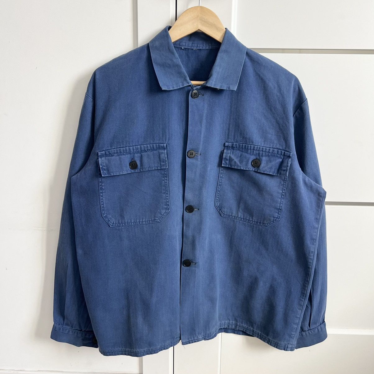 French sun faded herringbone works jacket